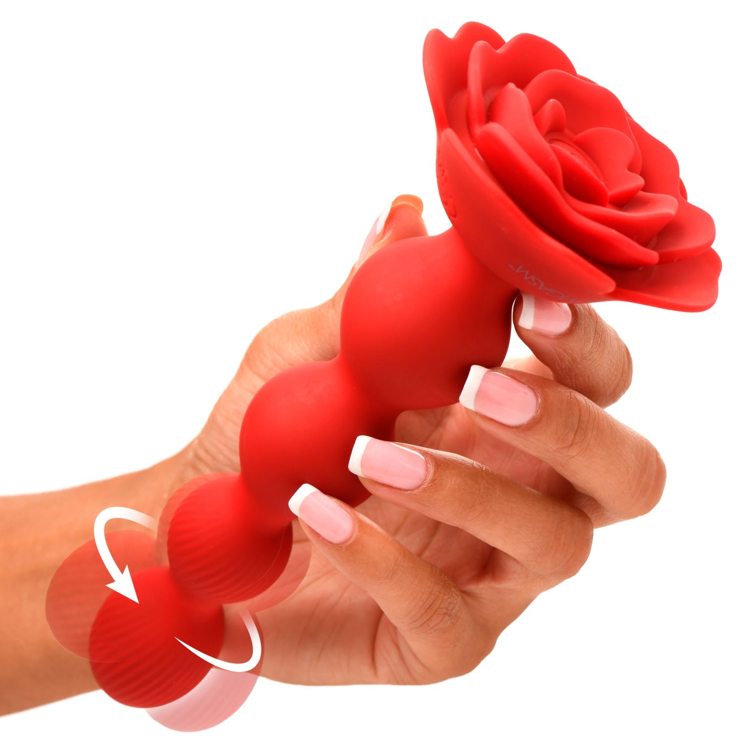 XR Brands 10X Rose Twirl Vibrating and Rotating Silicone Anal Beads
