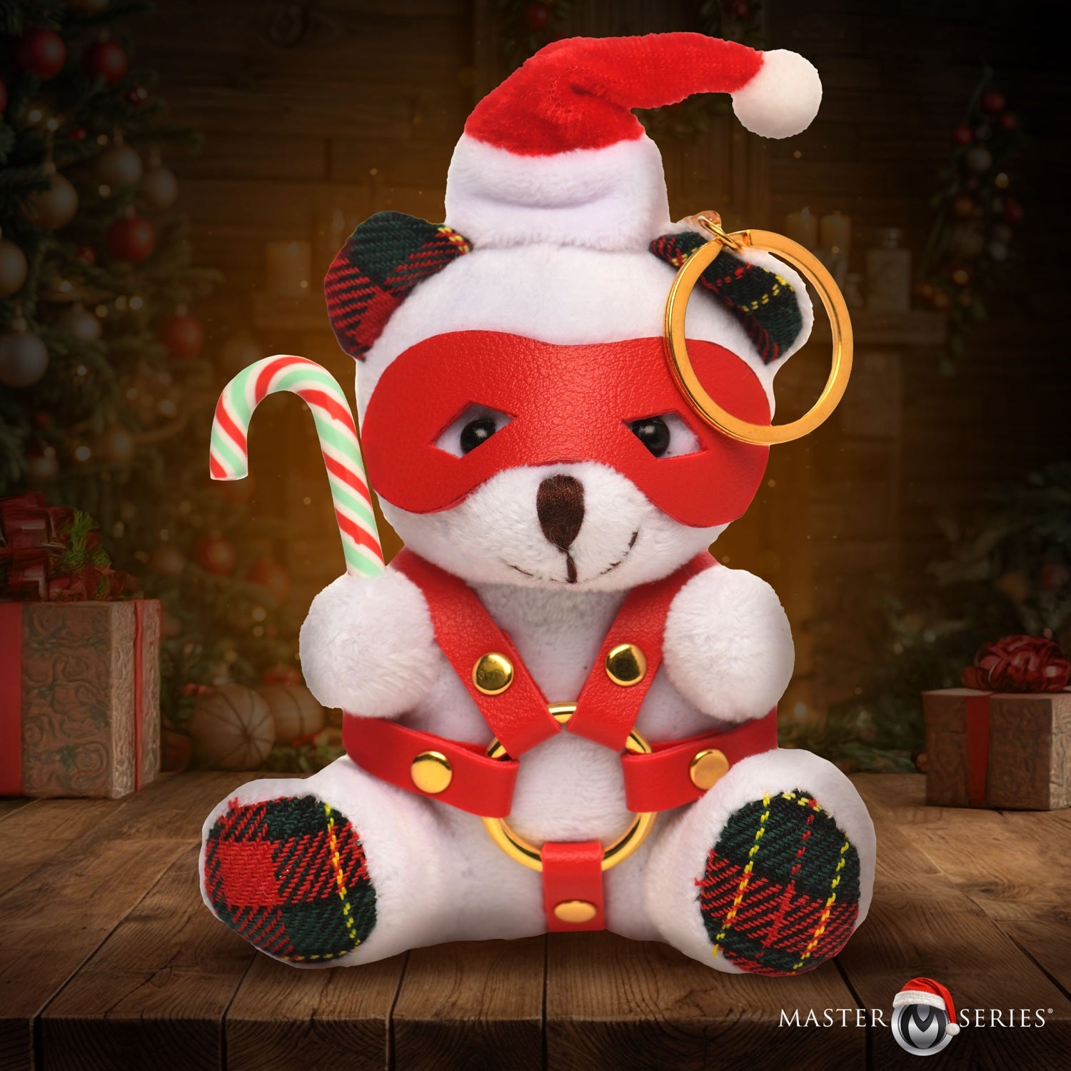 XR Brands Holiday Bondage Bear Keychain - White