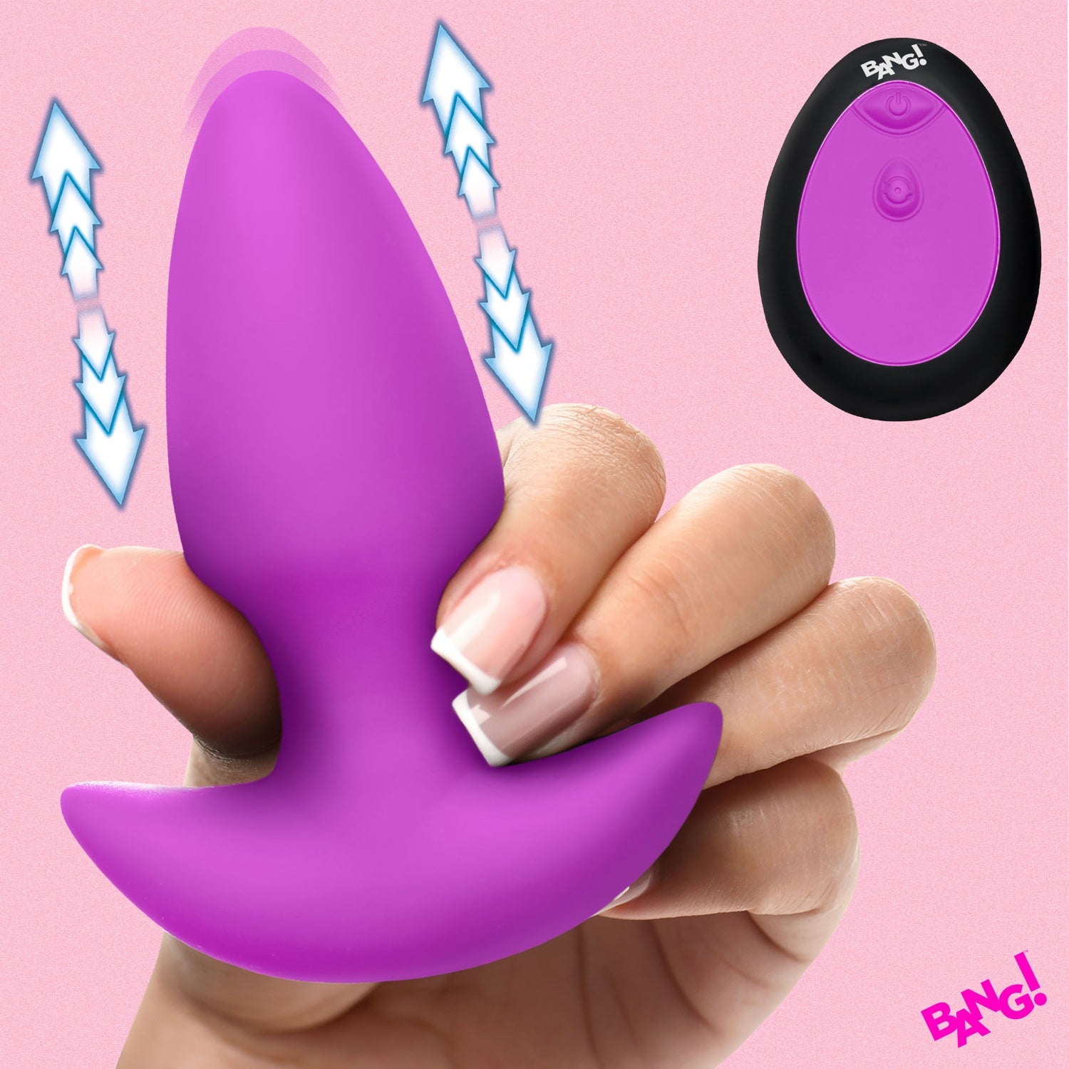 XR Brands Thrusting & Vibrating Silicone Butt Plug - Purple