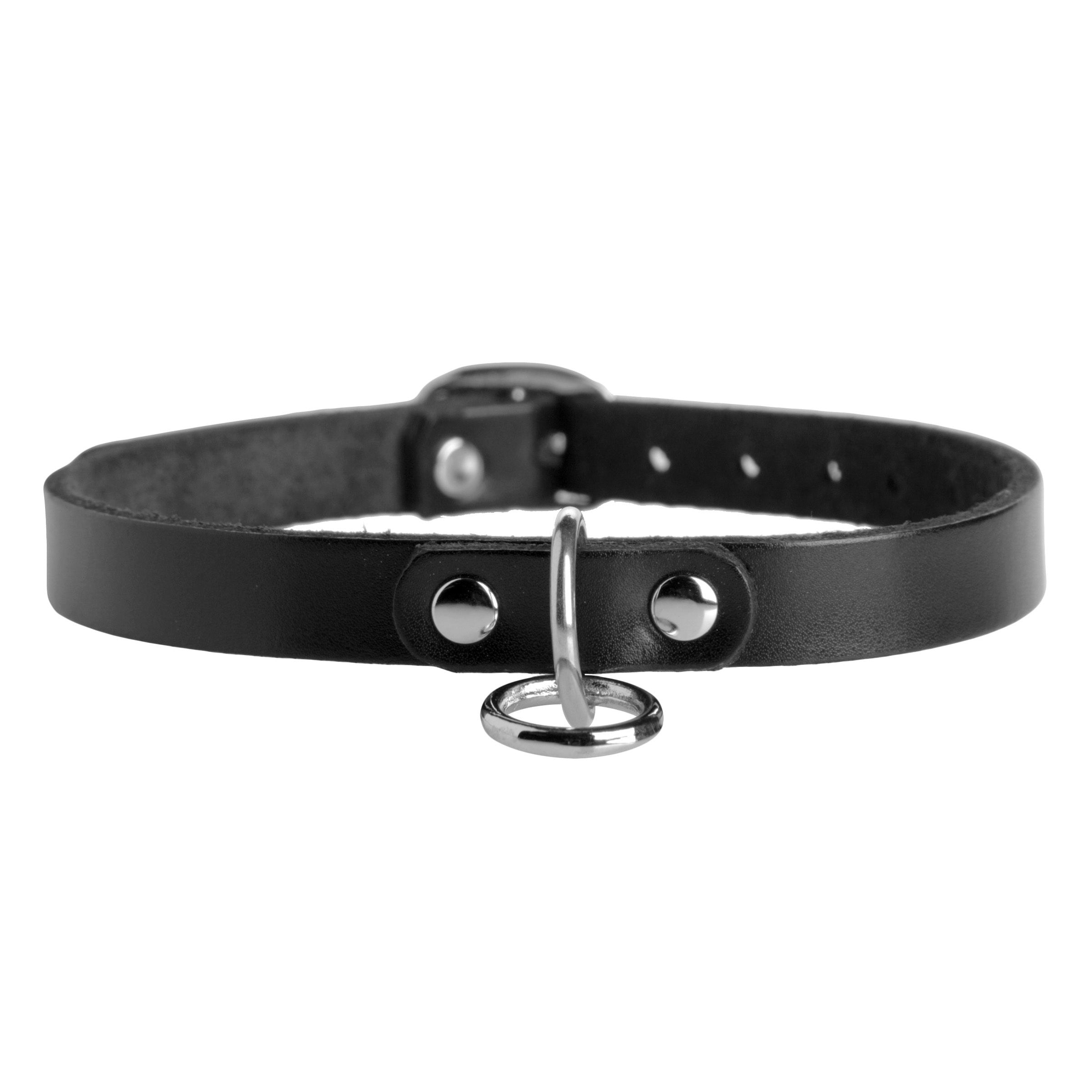 Strict Leather Unisex Leather Choker with O-Ring- ML Black / Medium/Large