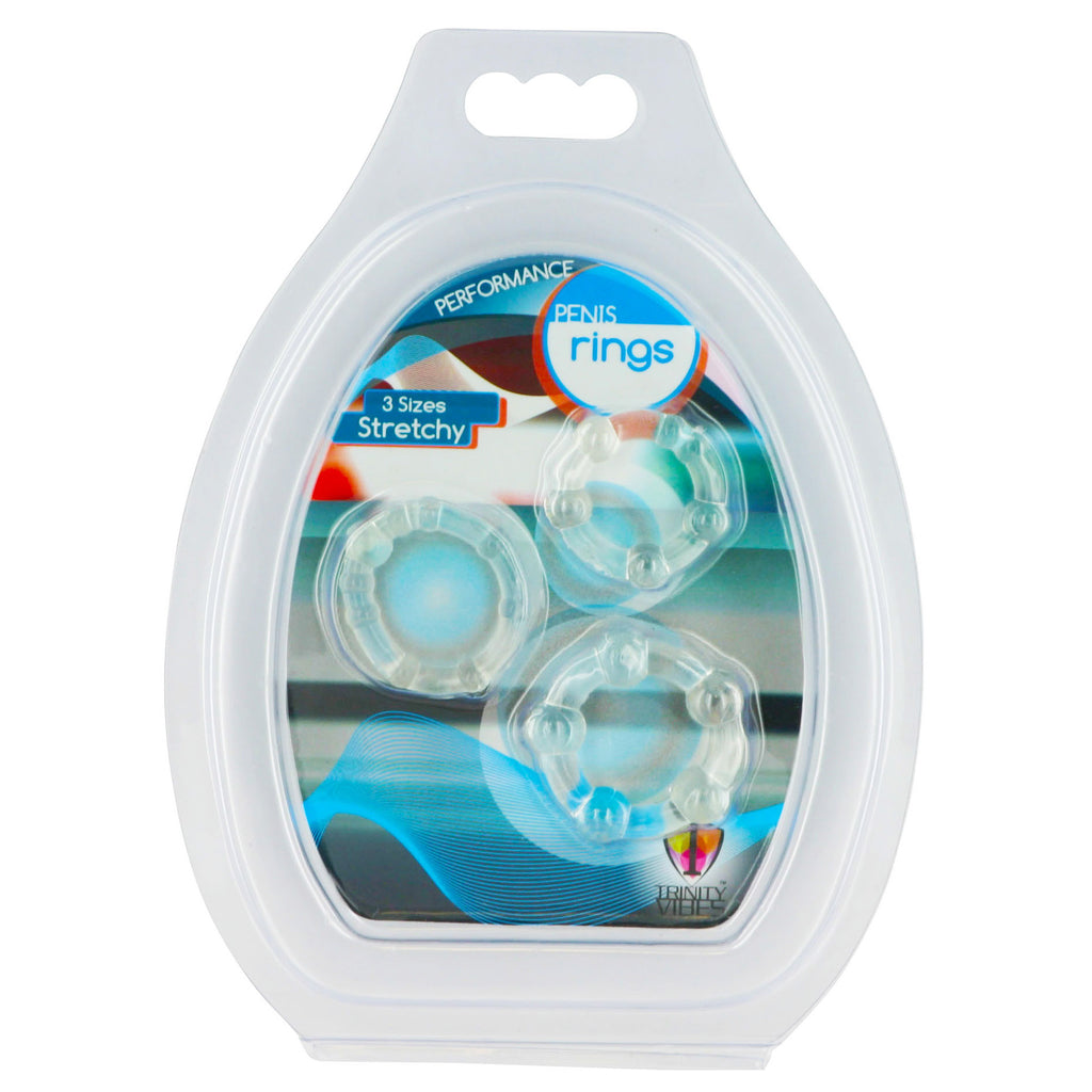 Trinity Men Clear Performance Erection Rings - Packaged Clear