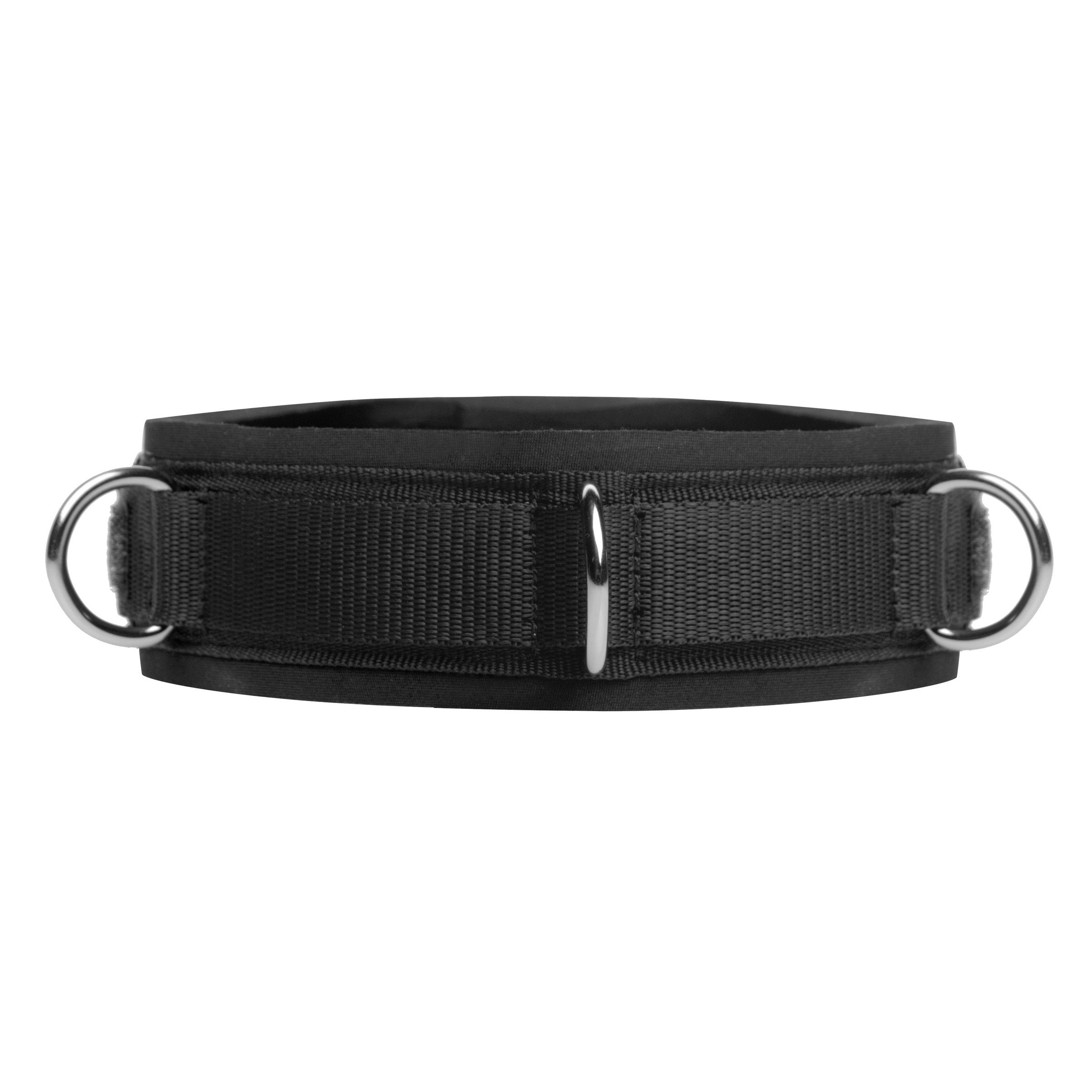 Frisky Neoprene Bondage Collar with D-Rings Black