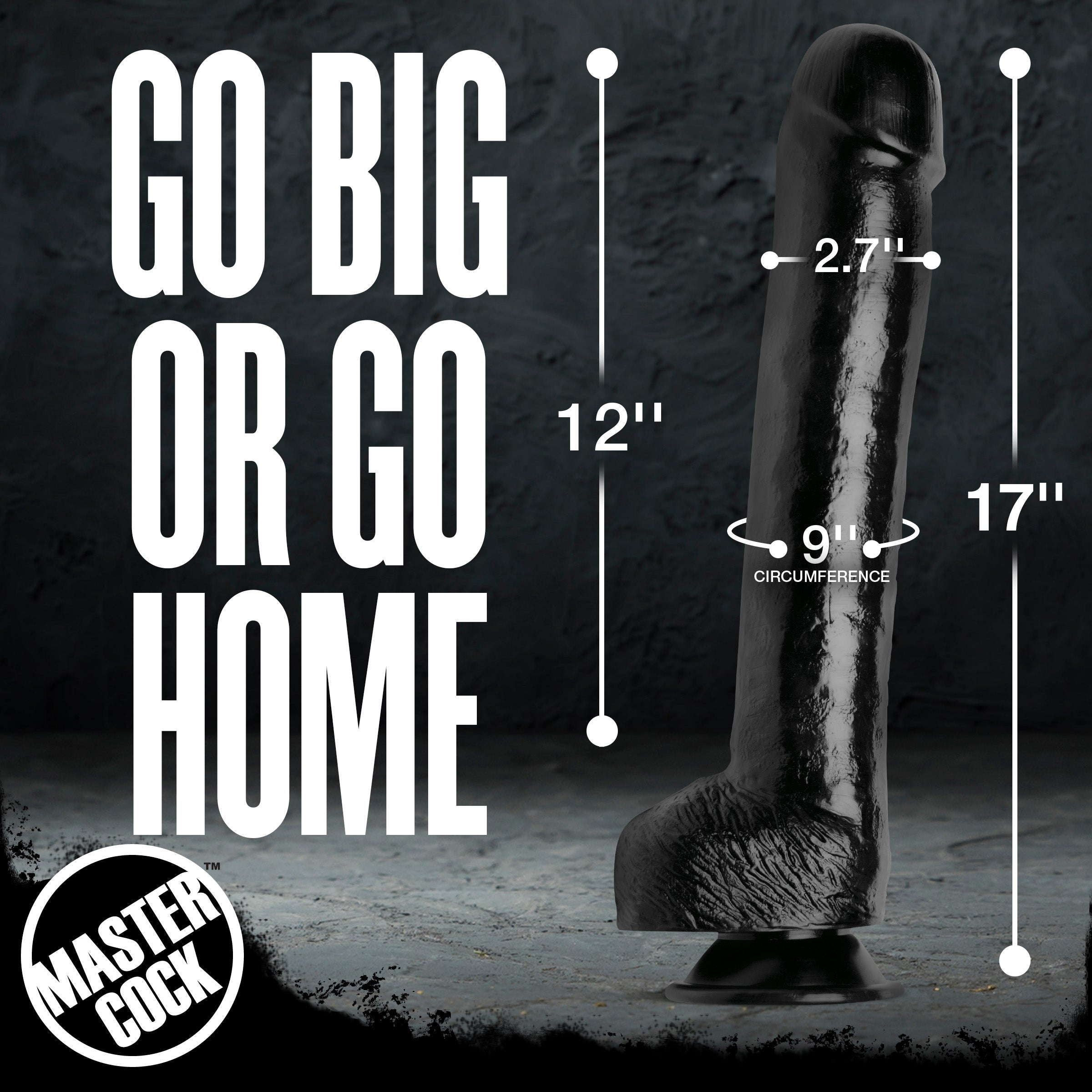 Master Cock The Black Destroyer Huge 17 Inch Dildo Black