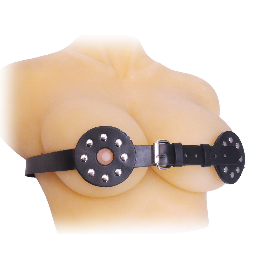 Strict Leather Studded Spiked Breast Binder with Nipple Holes Black