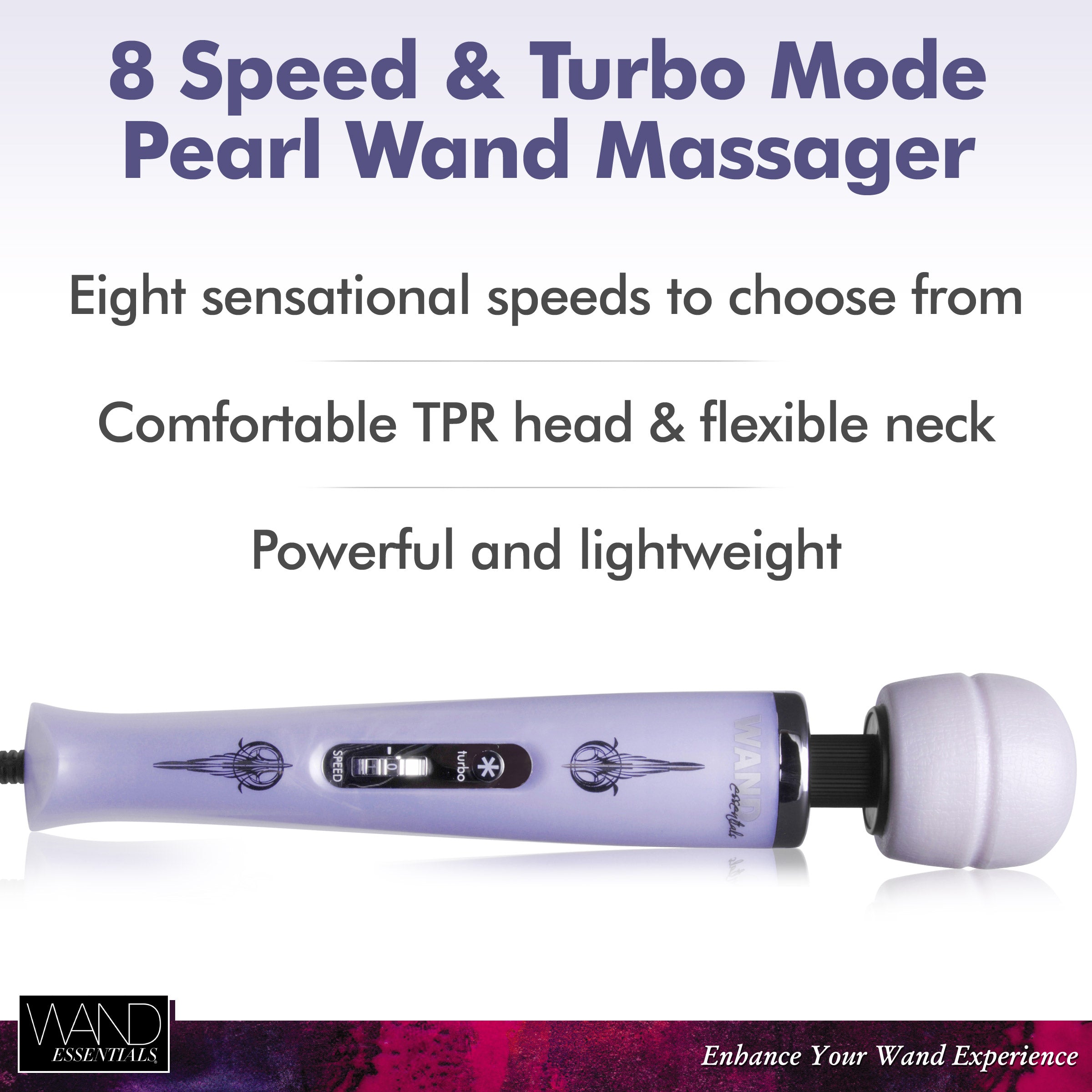 Wand Essentials Wand Essentials 8 Speed Turbo Pearl Massager - 110V Purple