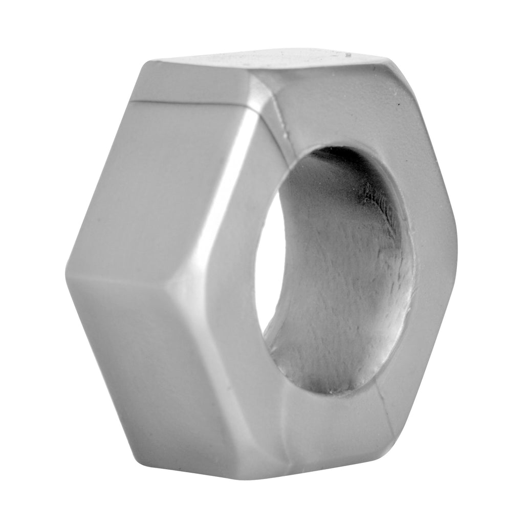 Master Series Silver Hex Heavy Duty Cock Ring and Ball Stretcher Grey
