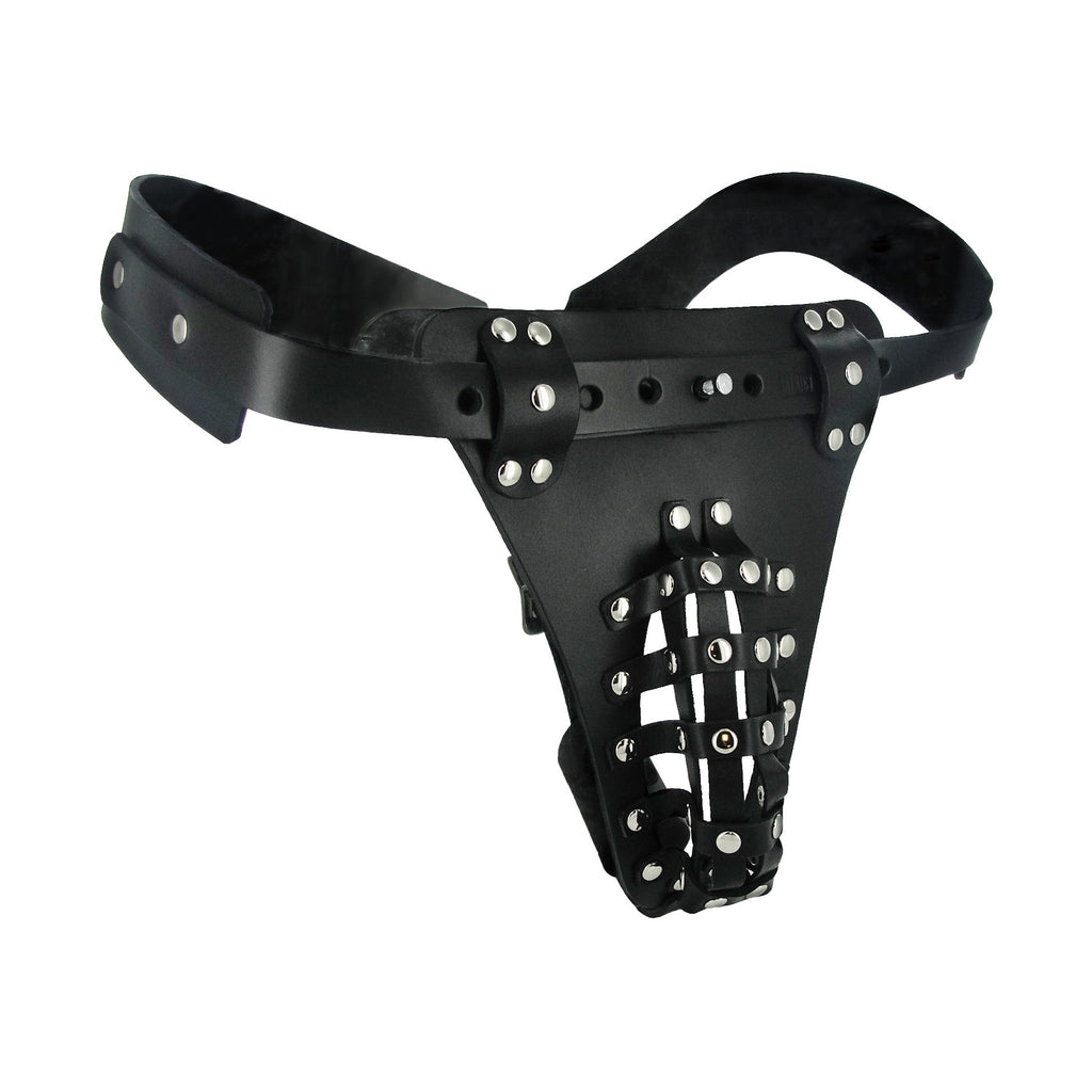 Strict Leather The Safety Net Leather Male Chastity Belt with Anal Plug Harness Black