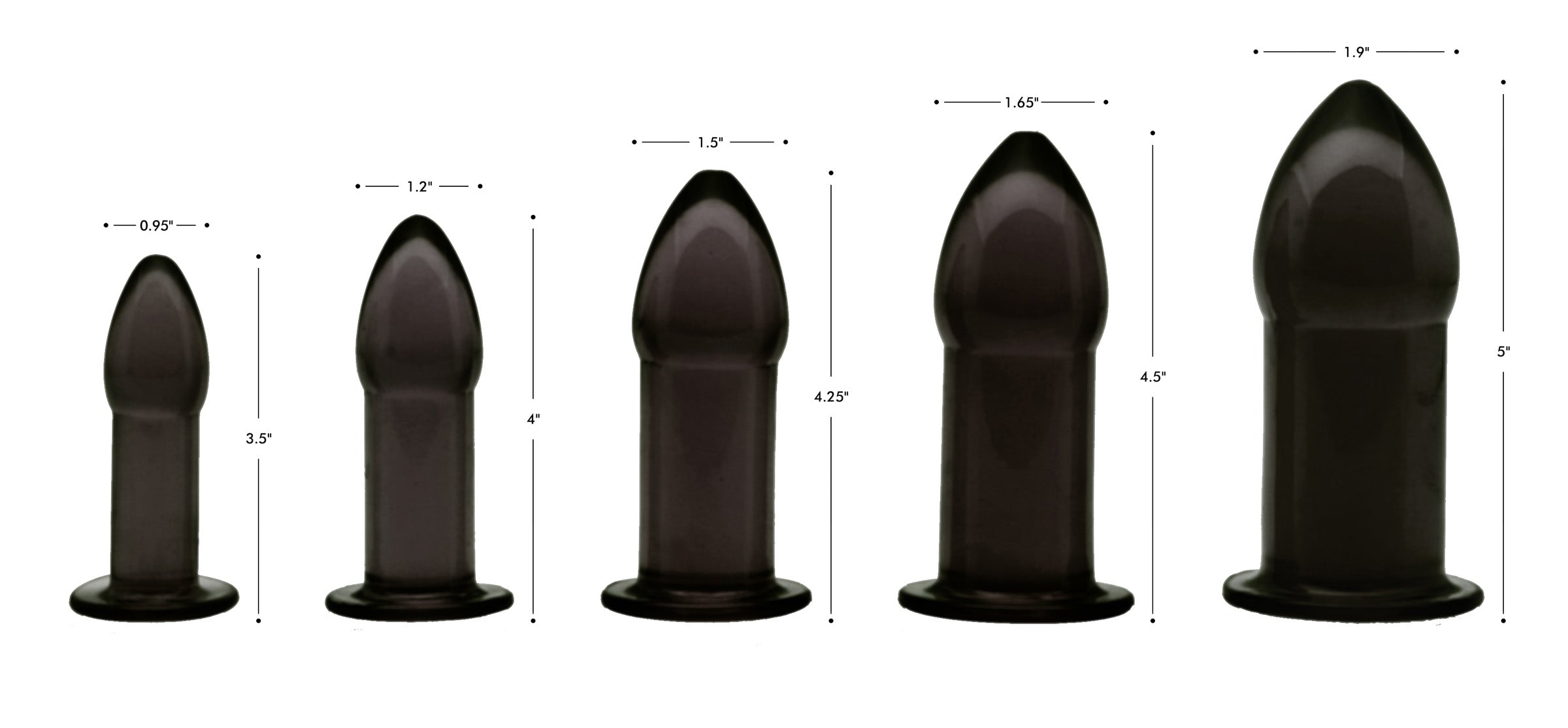 Master Series 5 Piece Anal Trainer Set - Black Black
