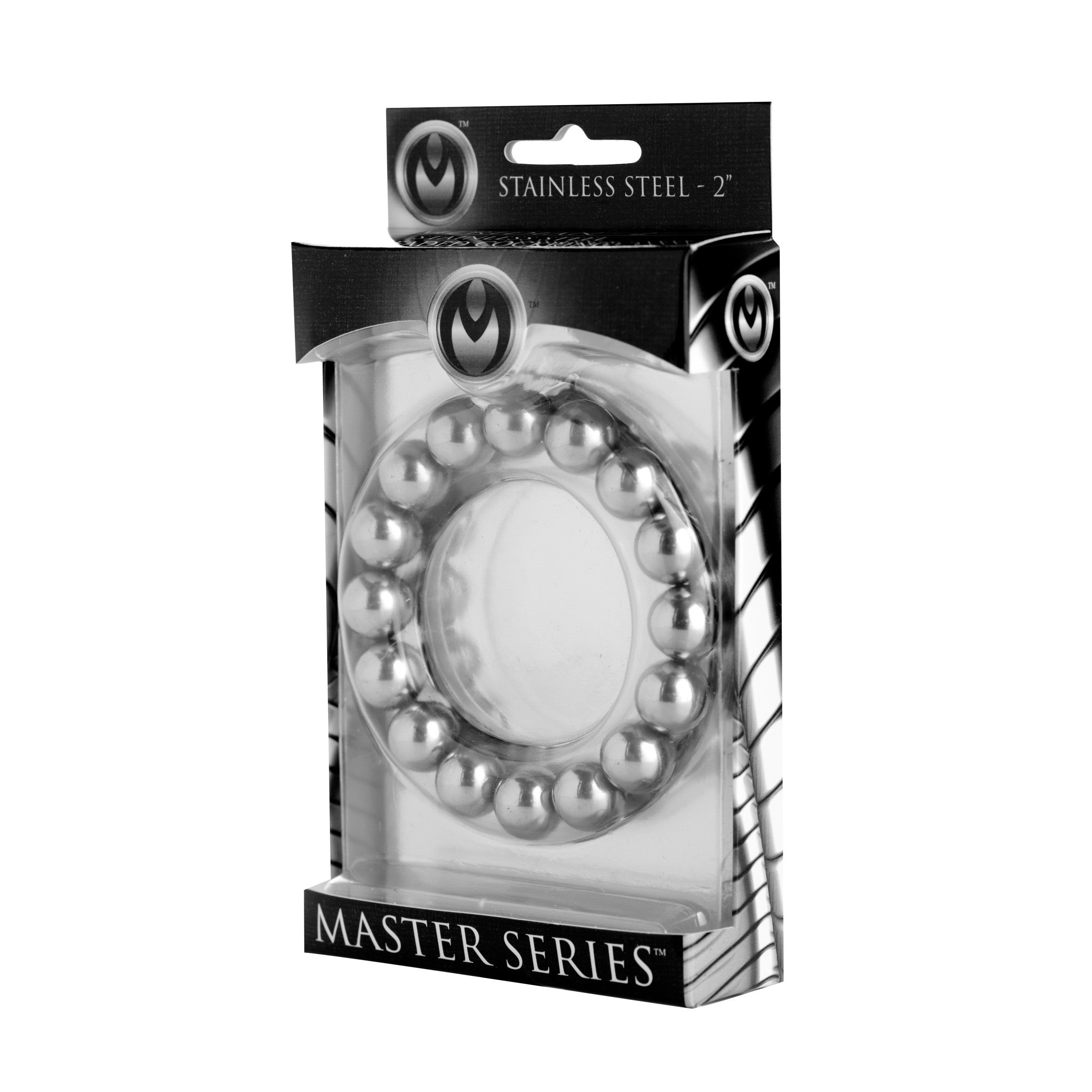 Master Series Meridian 1.75 Inch Stainless Steel Beaded Cock Ring Grey