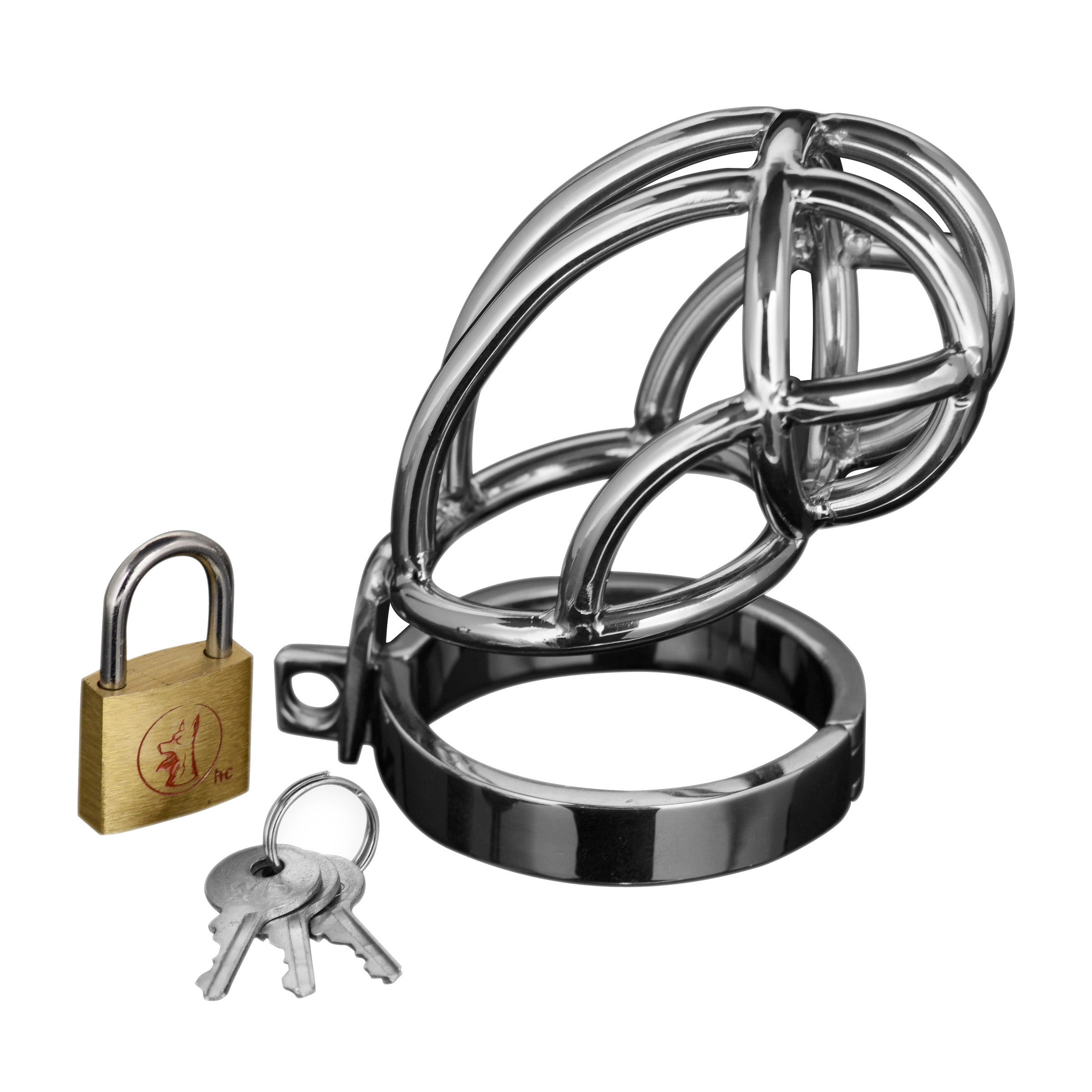 Master Series Captus Stainless Steel Locking Chastity Cage Grey