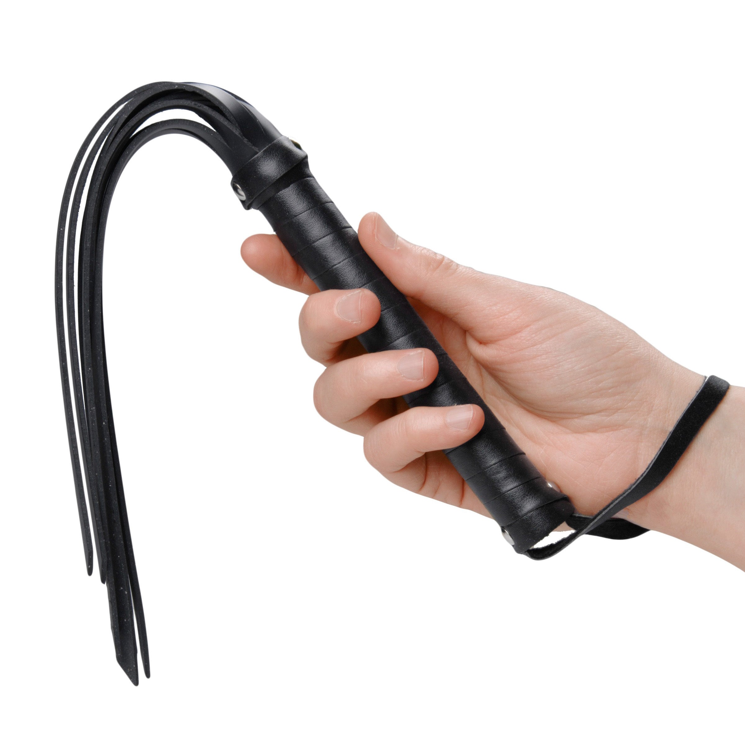 Frisky Rubber Strands Hand Flogger Black