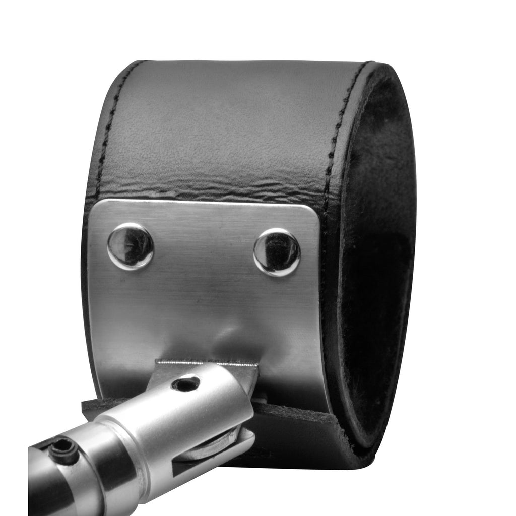 Strict Leather Adjustable Swiveling Spreader Bar with Leather Cuffs Grey