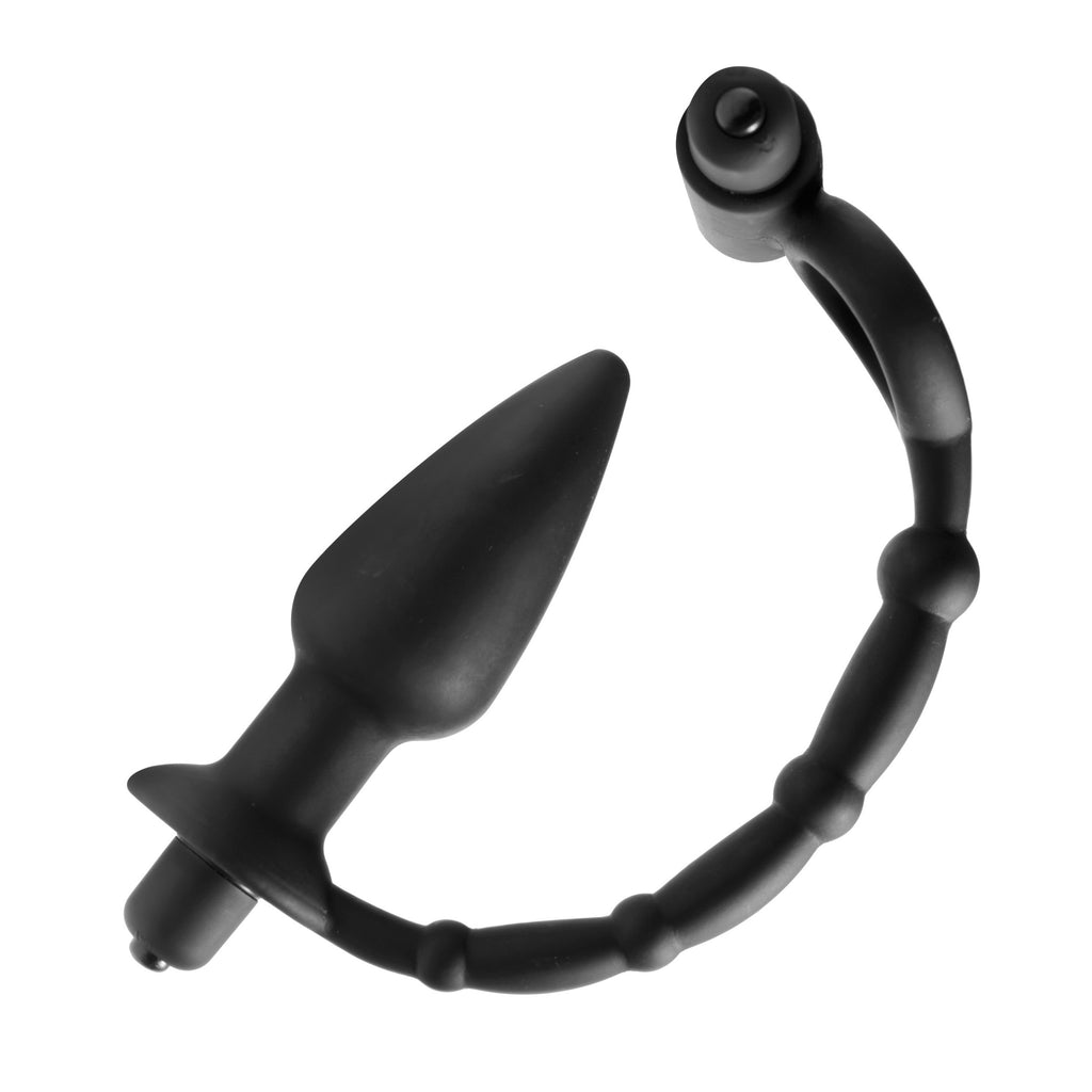 Master Series Viaticus Dual Cock Ring and Anal Plug Vibe Black