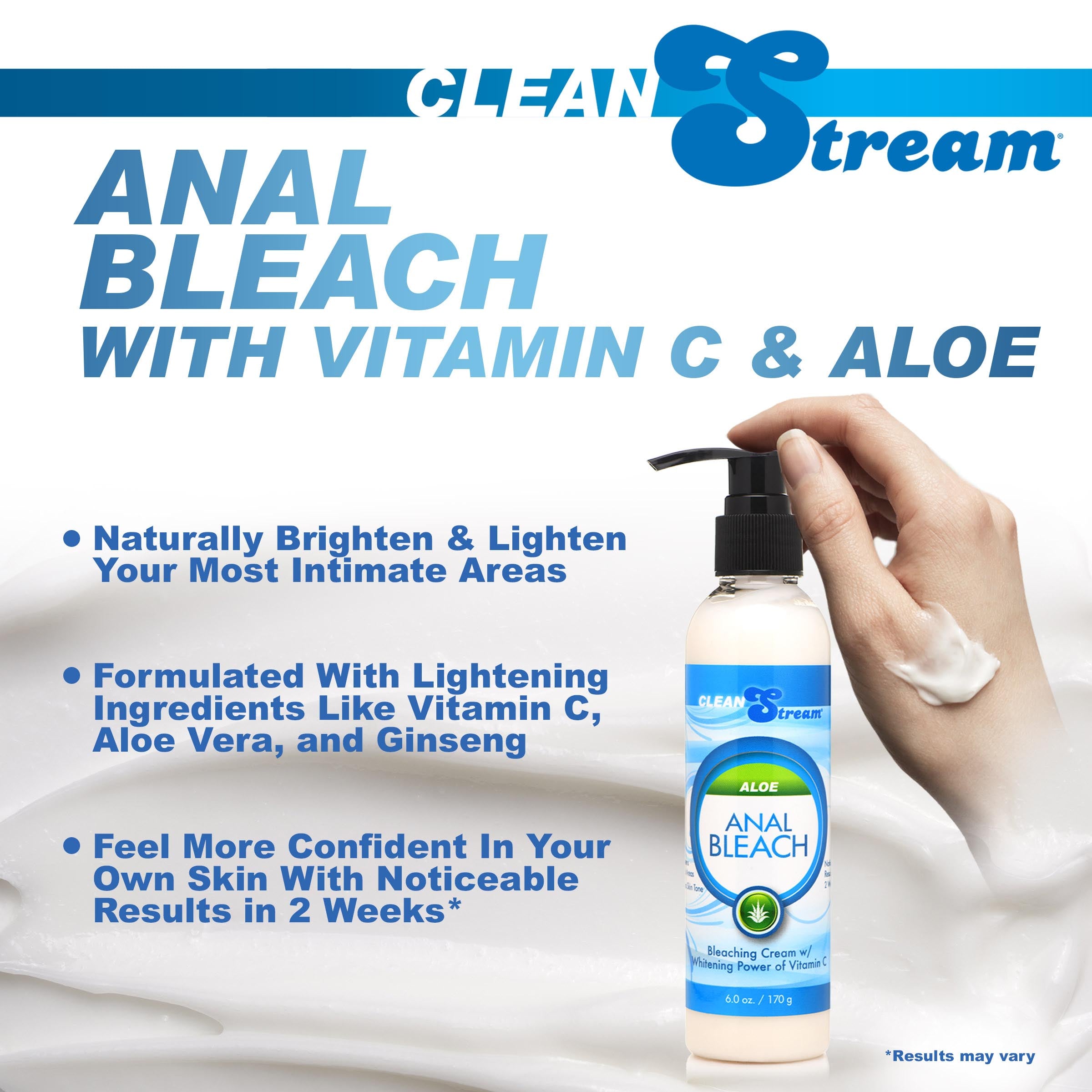 CleanStream Anal Bleach with Vitamin C and Aloe- 6 oz White