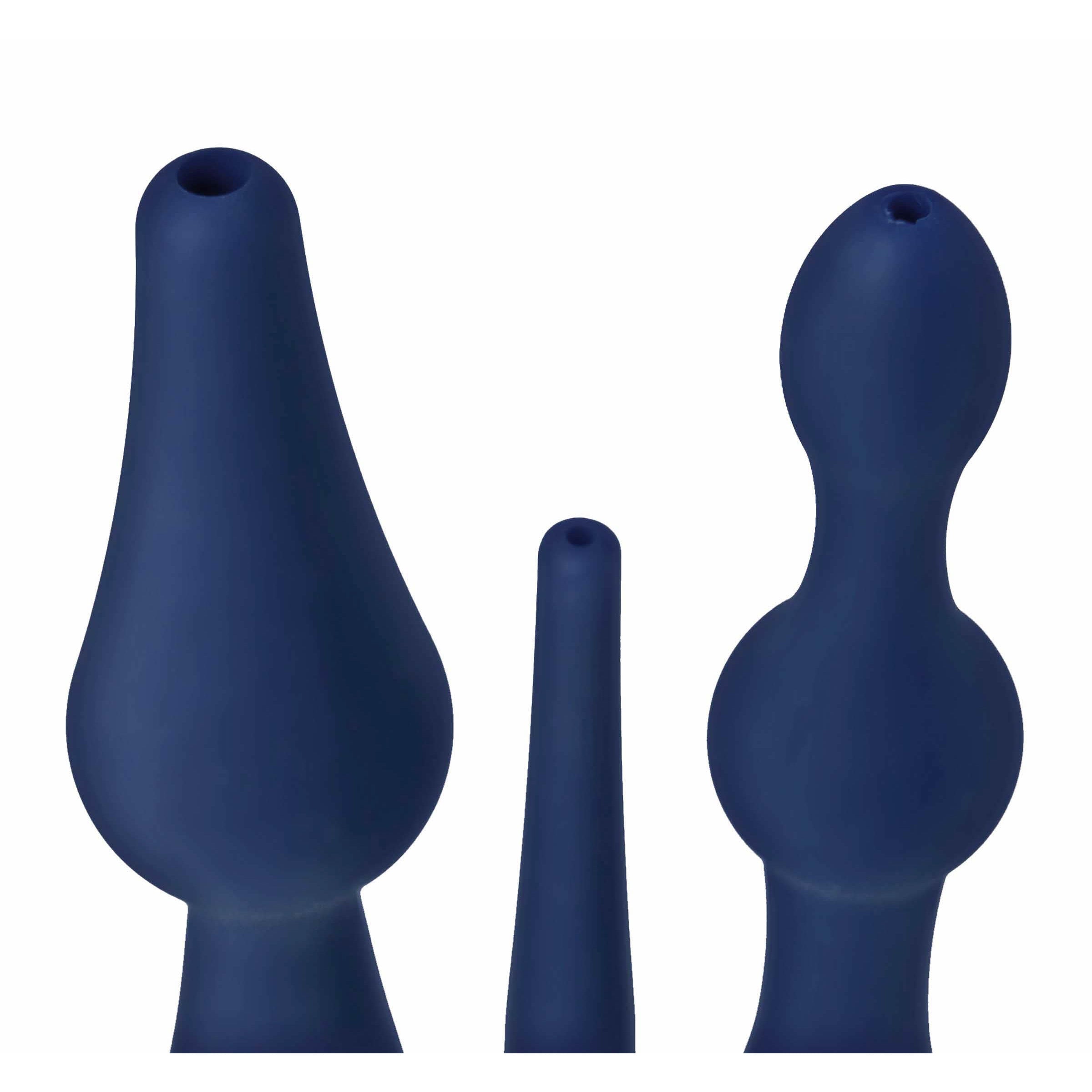 CleanStream Universal 3 Piece Silicone Enema Attachment Set Blue