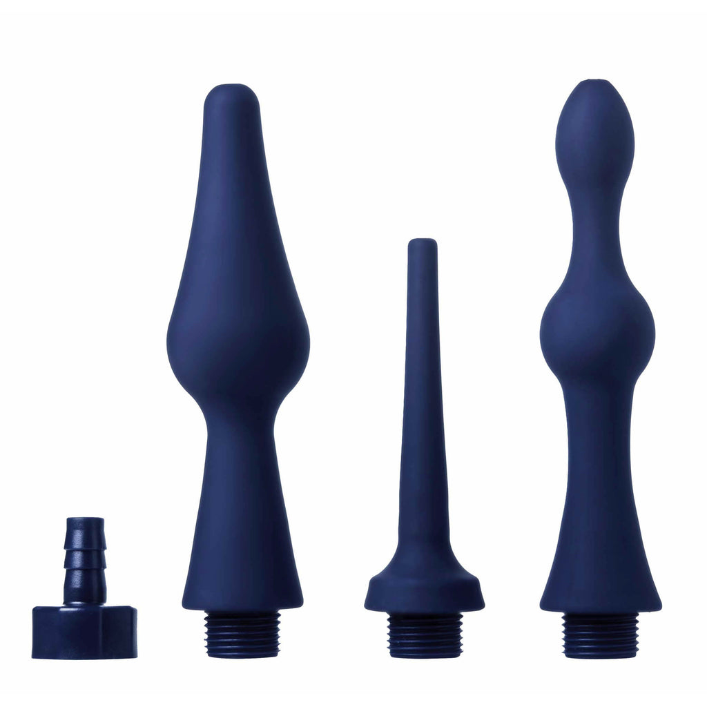 CleanStream Universal 3 Piece Silicone Enema Attachment Set Blue