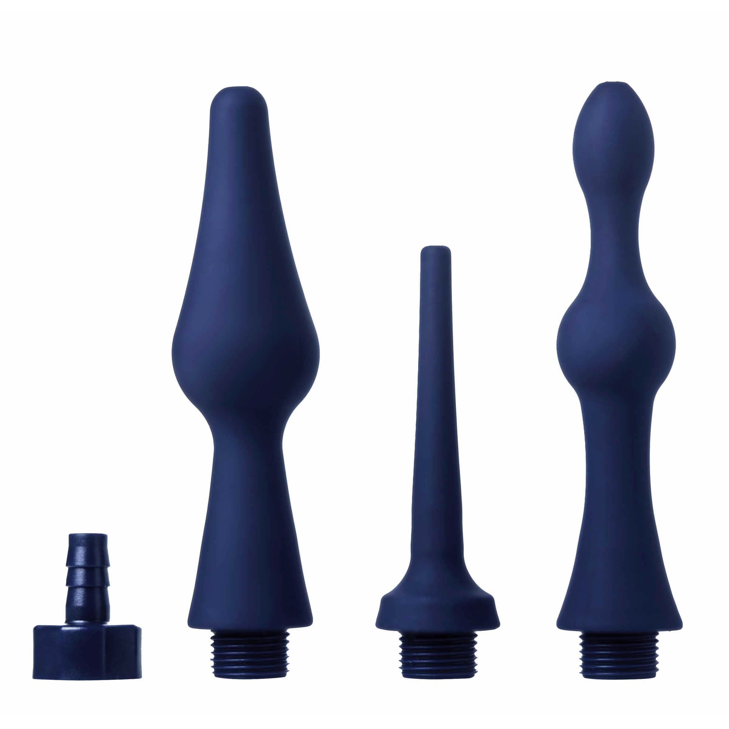 CleanStream Universal 3 Piece Silicone Enema Attachment Set Blue