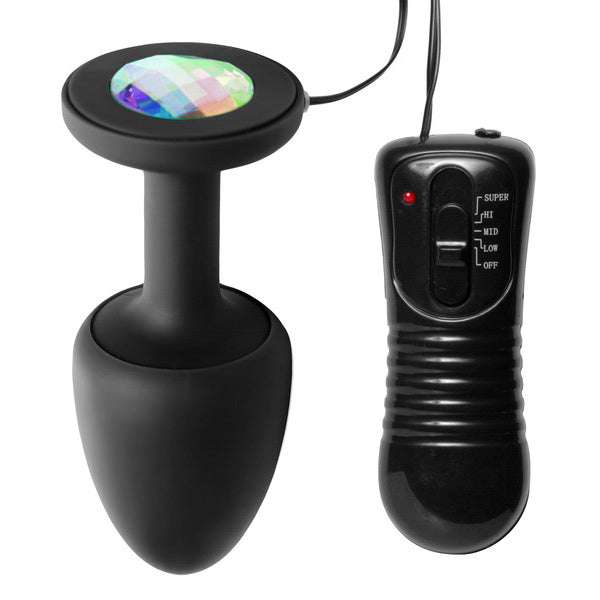 Master Series Paragon Gem Accented Vibrating Anal Plug with Internal Stimulation Black
