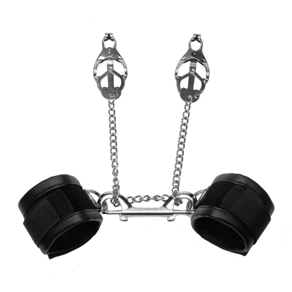Frisky Cuff to Clamps Bondage Kit Black