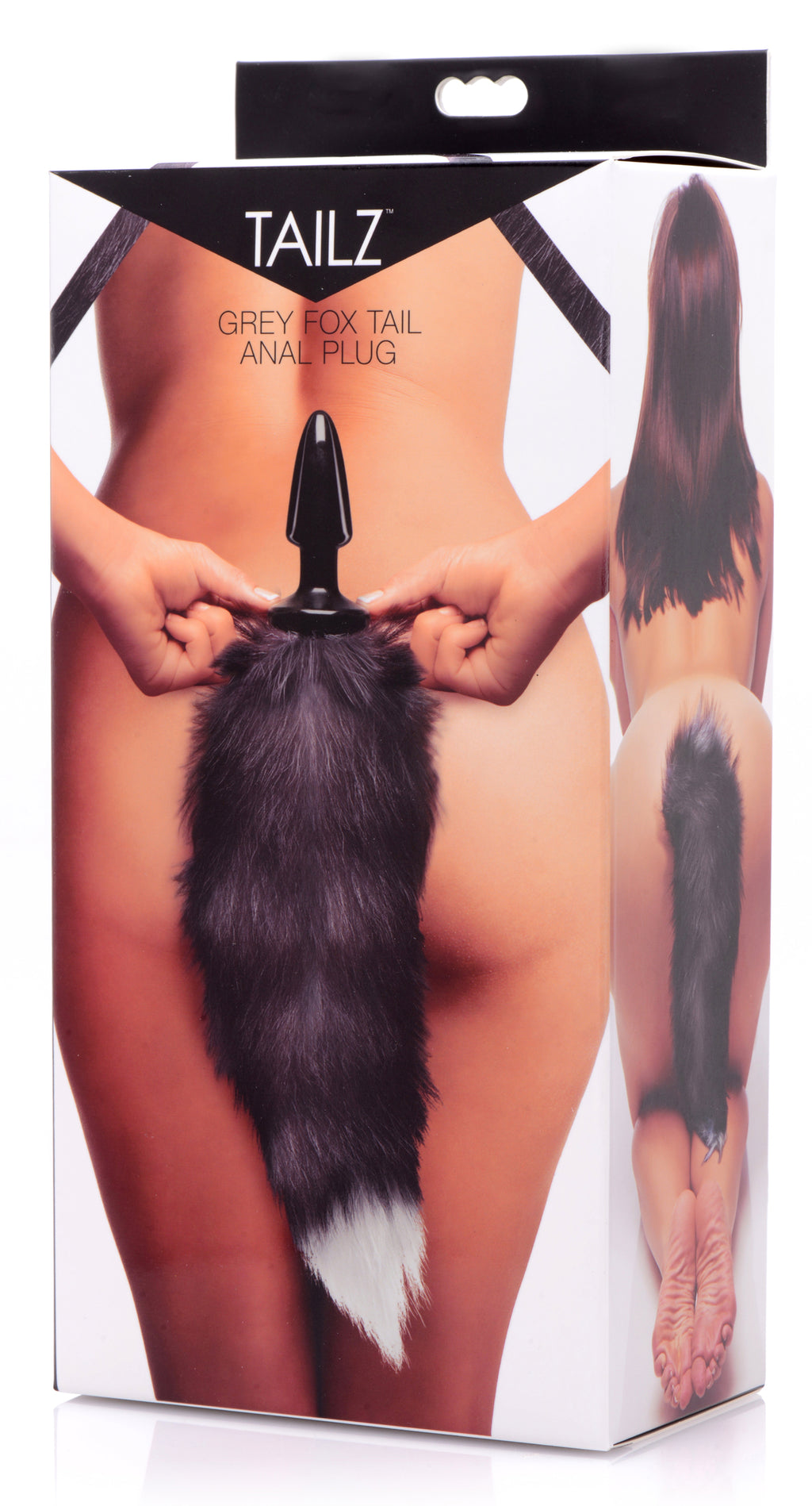 Tailz Grey Fox Tail Anal Plug Black