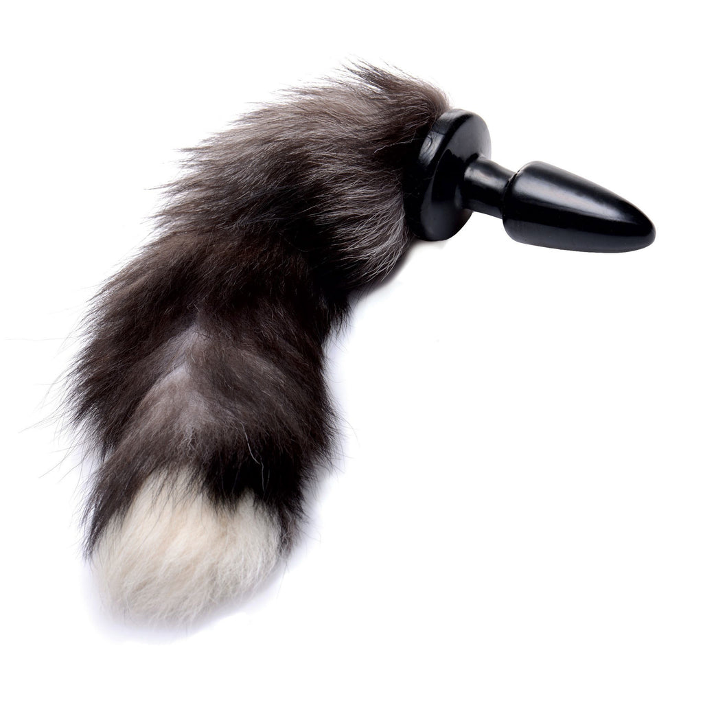 Tailz Grey Fox Tail Anal Plug Black