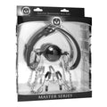Master Series Hinder Breathable Silicone Ball Gag with Nipple Clamps Black