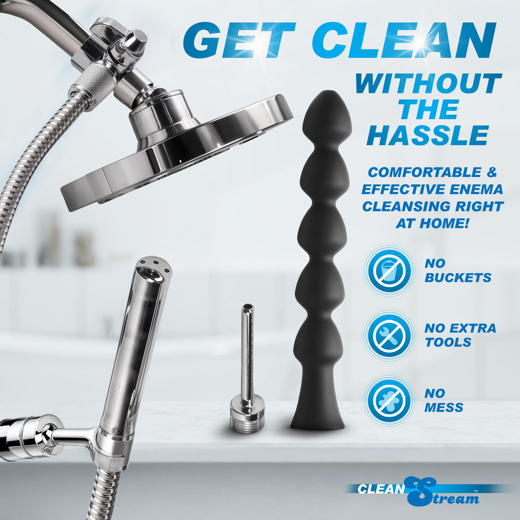 CleanStream Easy Flow Enema Cleansing Kit with Silicone Attachment Black