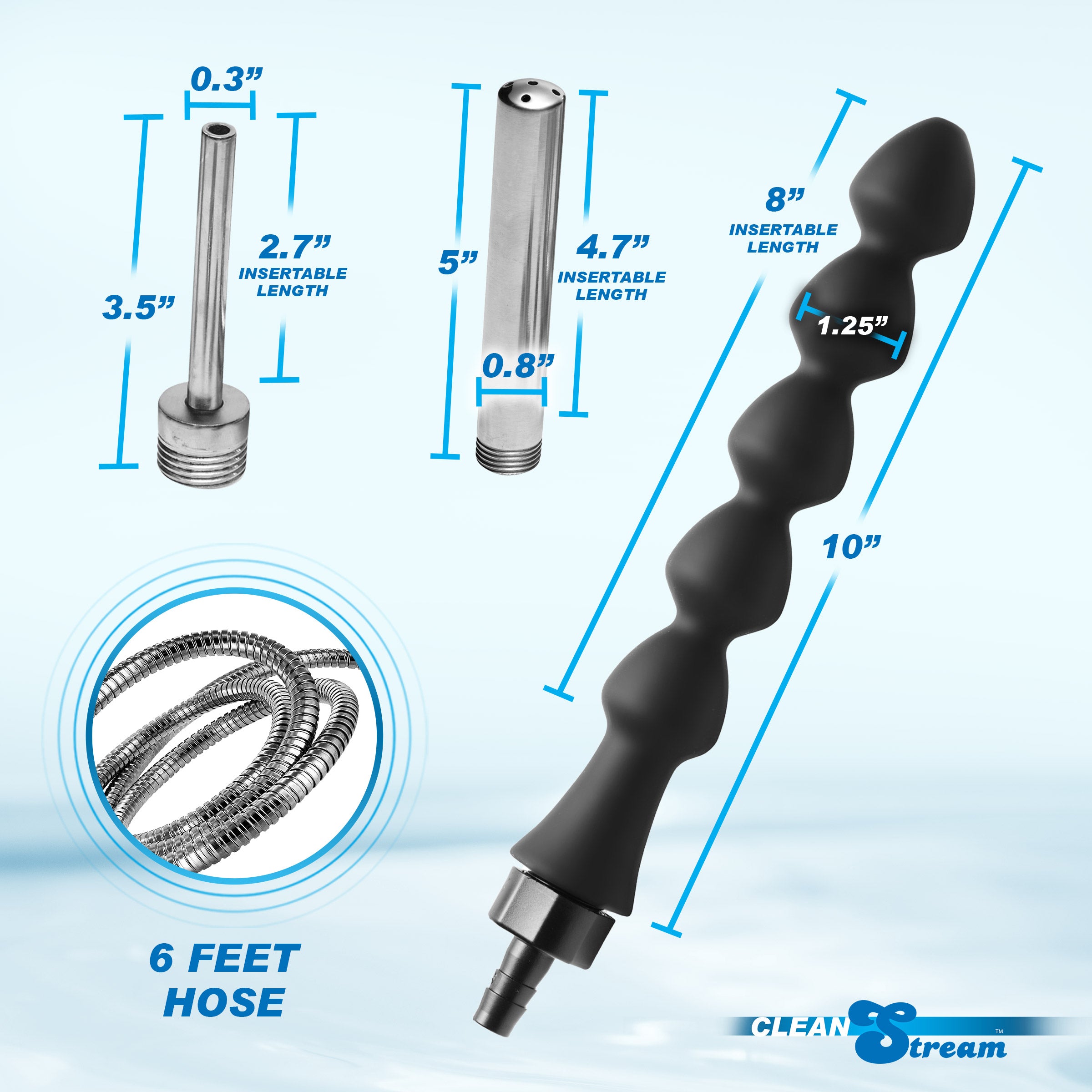 CleanStream Easy Flow Enema Cleansing Kit with Silicone Attachment Black