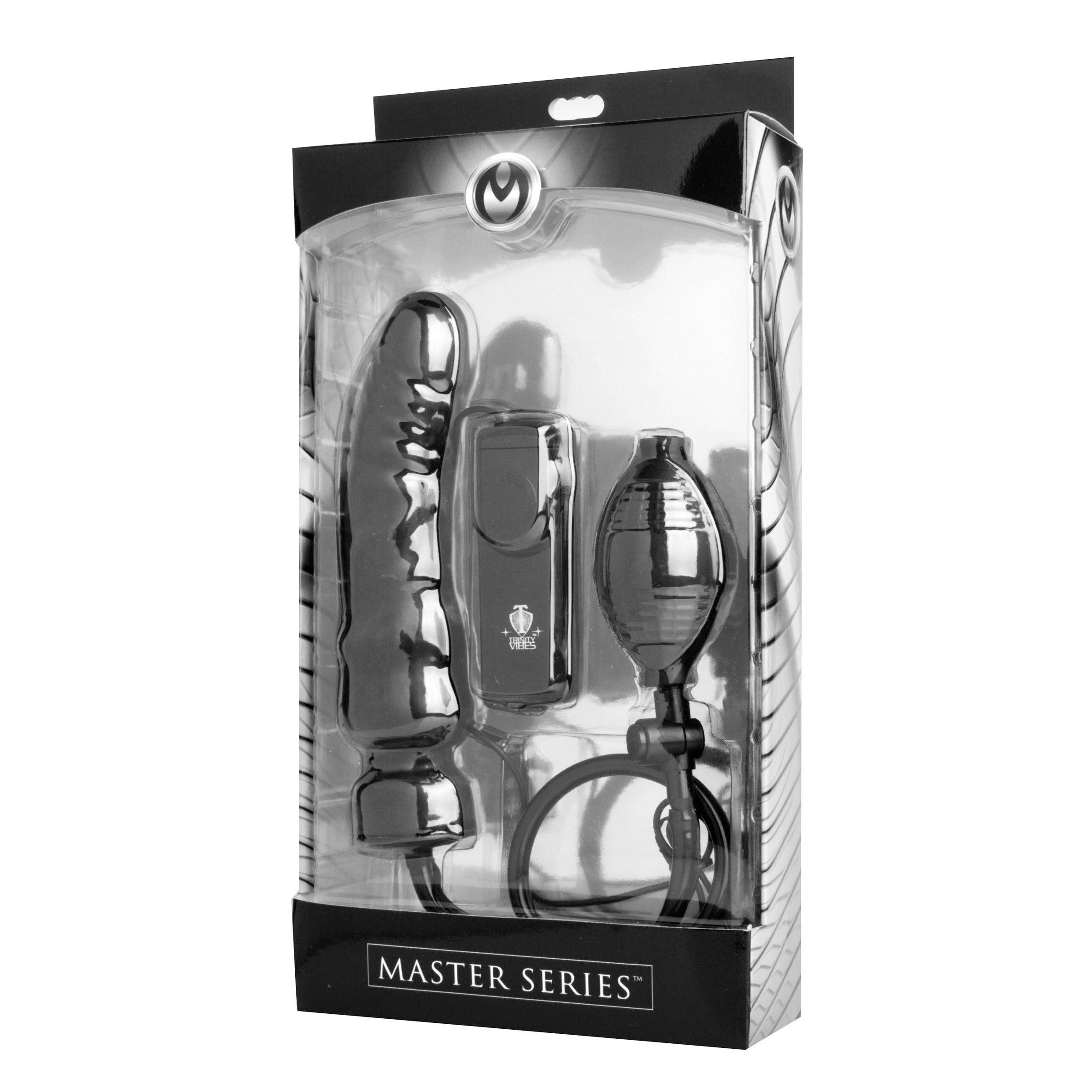 Master Series Ravage Vibrating Inflatable Dildo Black