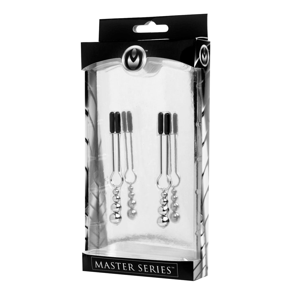 Master Series Adorn Triple Bead Nipple Clamp Set Grey