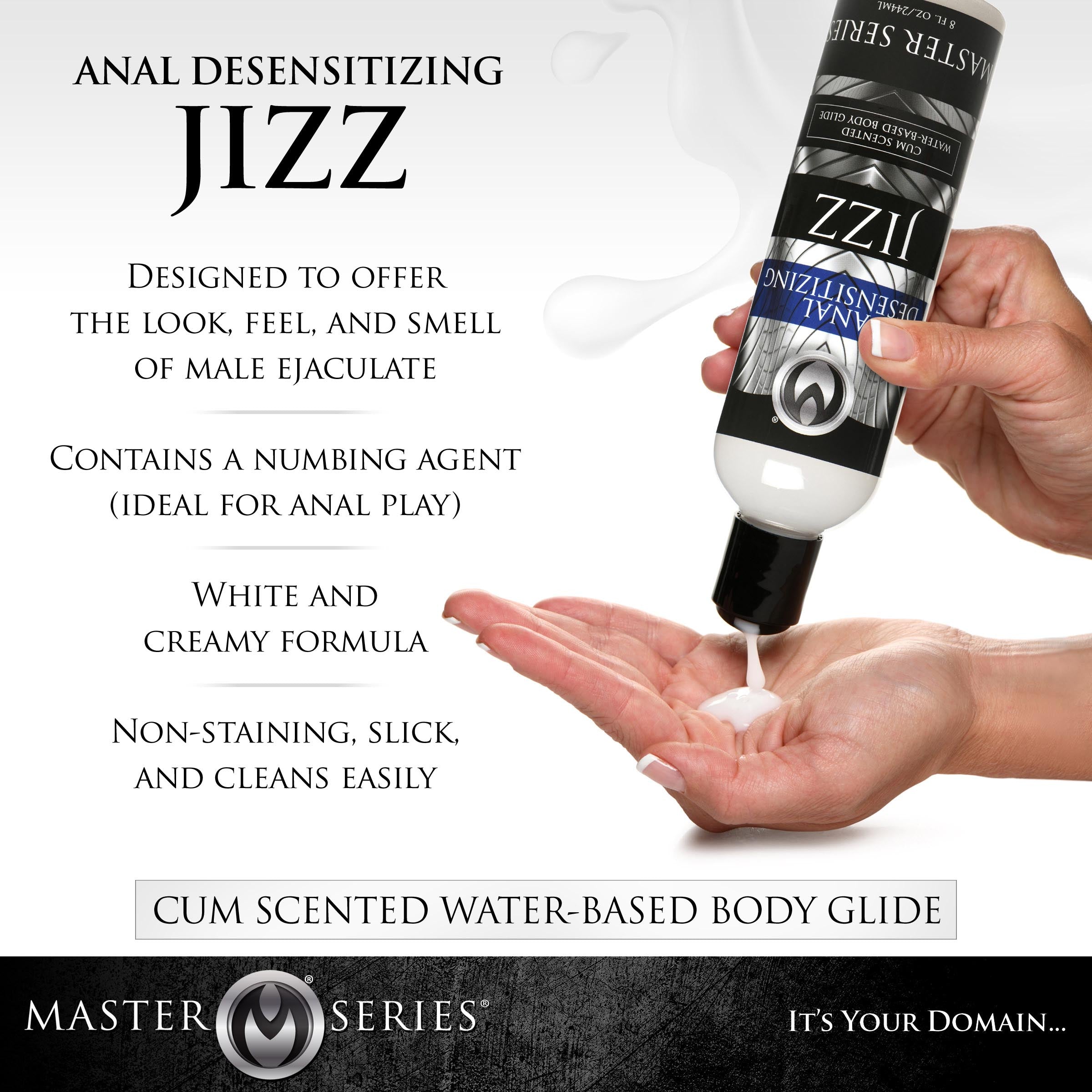 Master series Jizz Cum Scented Desensitizing Lube - 8.5 oz White