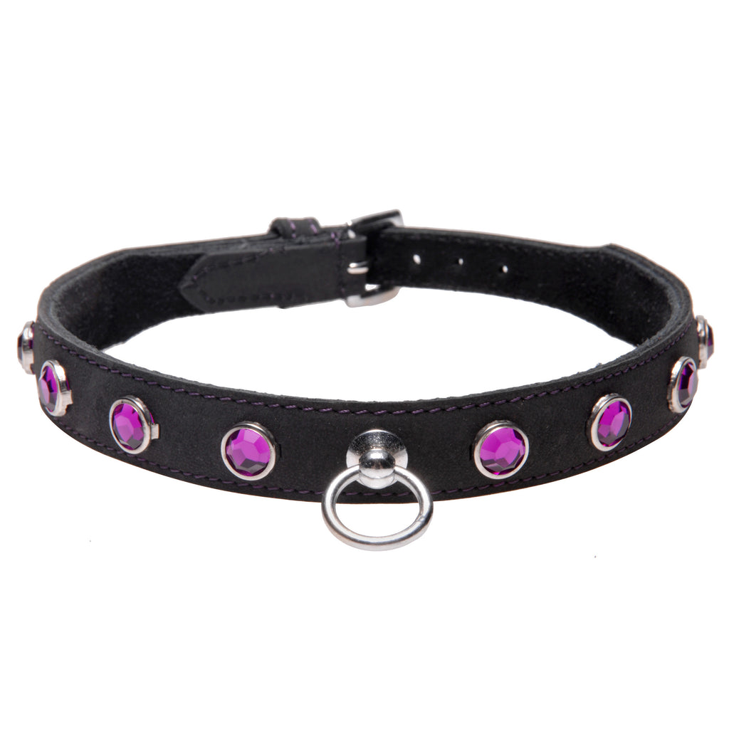 Strict Leather Leather Rhinestone Collar- Amethyst Purple