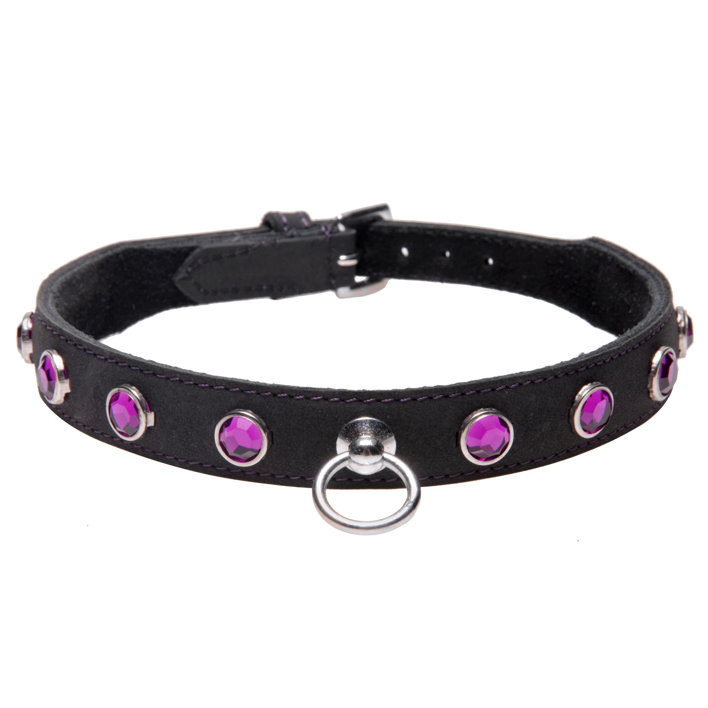 Strict Leather Leather Rhinestone Collar- Amethyst Purple