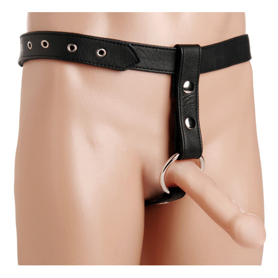 Strict Leather Leather Butt Plug Harness with Cock Ring Black