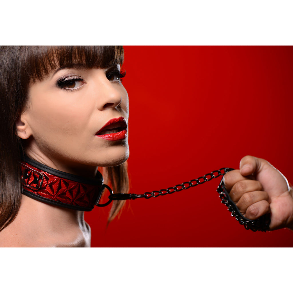 Master Series Crimson Tied Collar with Leash Red
