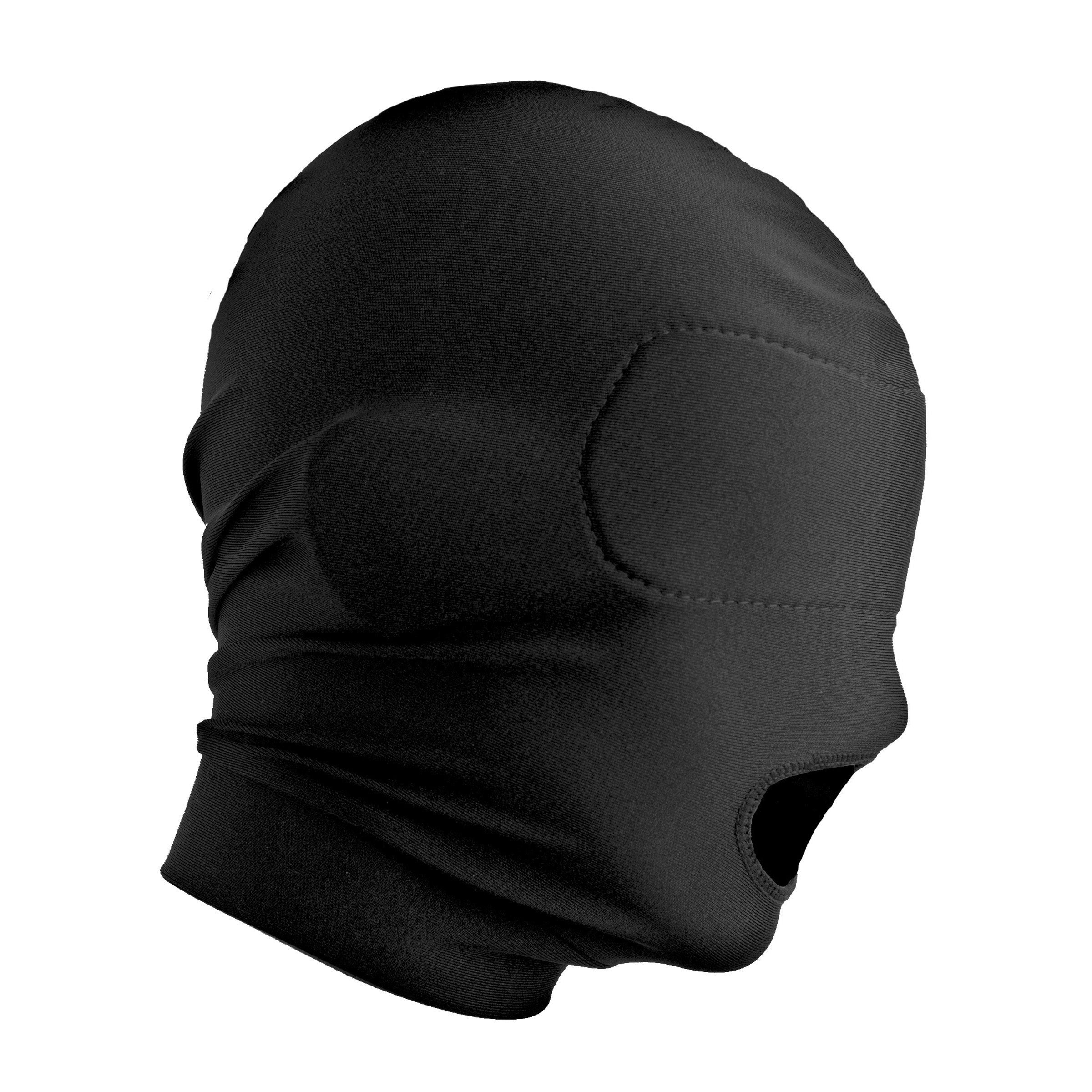 Master Series Disguise Open Mouth Hood with Padded Blindfold Black