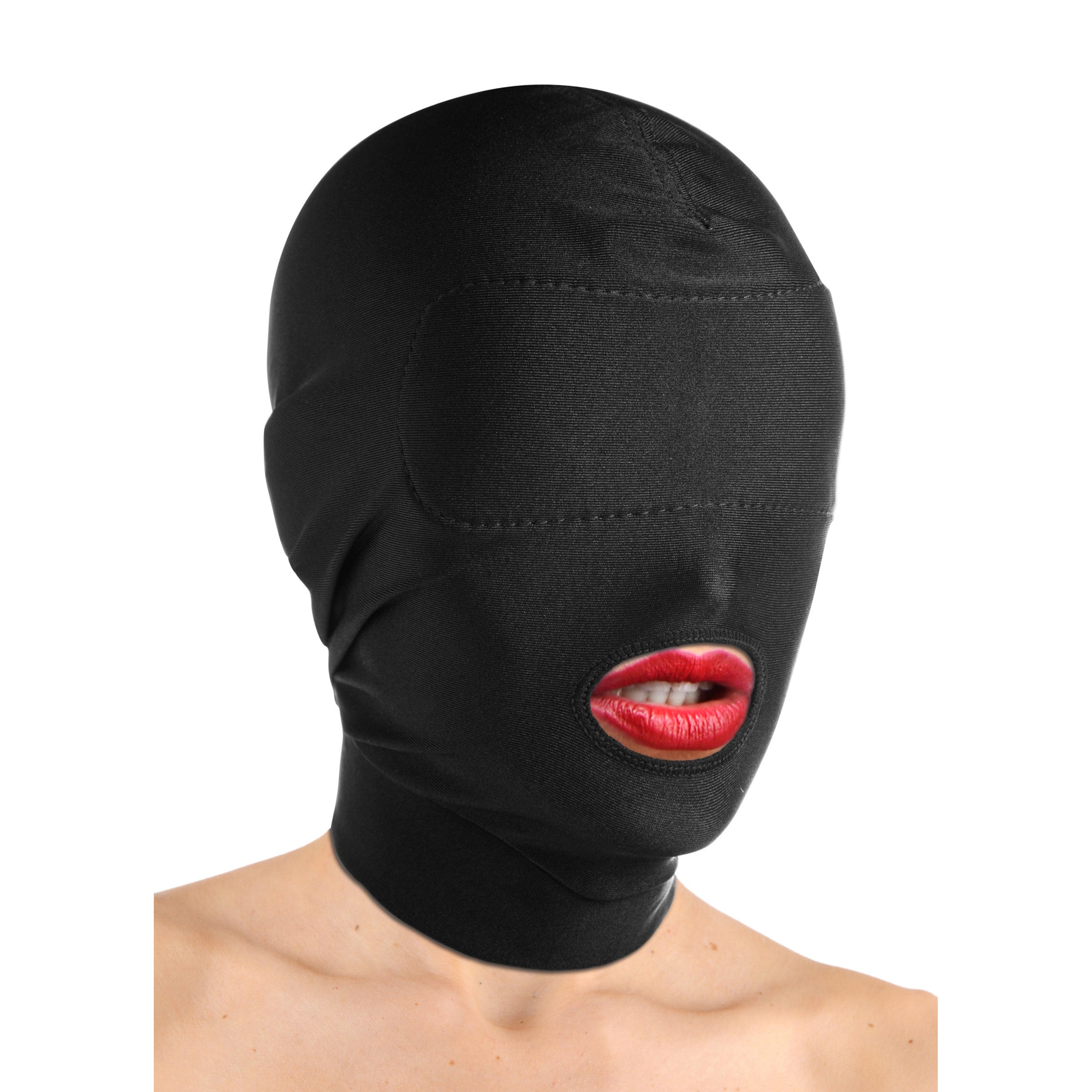 Master Series Disguise Open Mouth Hood with Padded Blindfold Black
