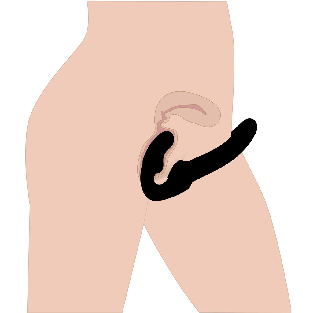 Strap U Revolver Strapless Strap On G-Spot Dildo Black