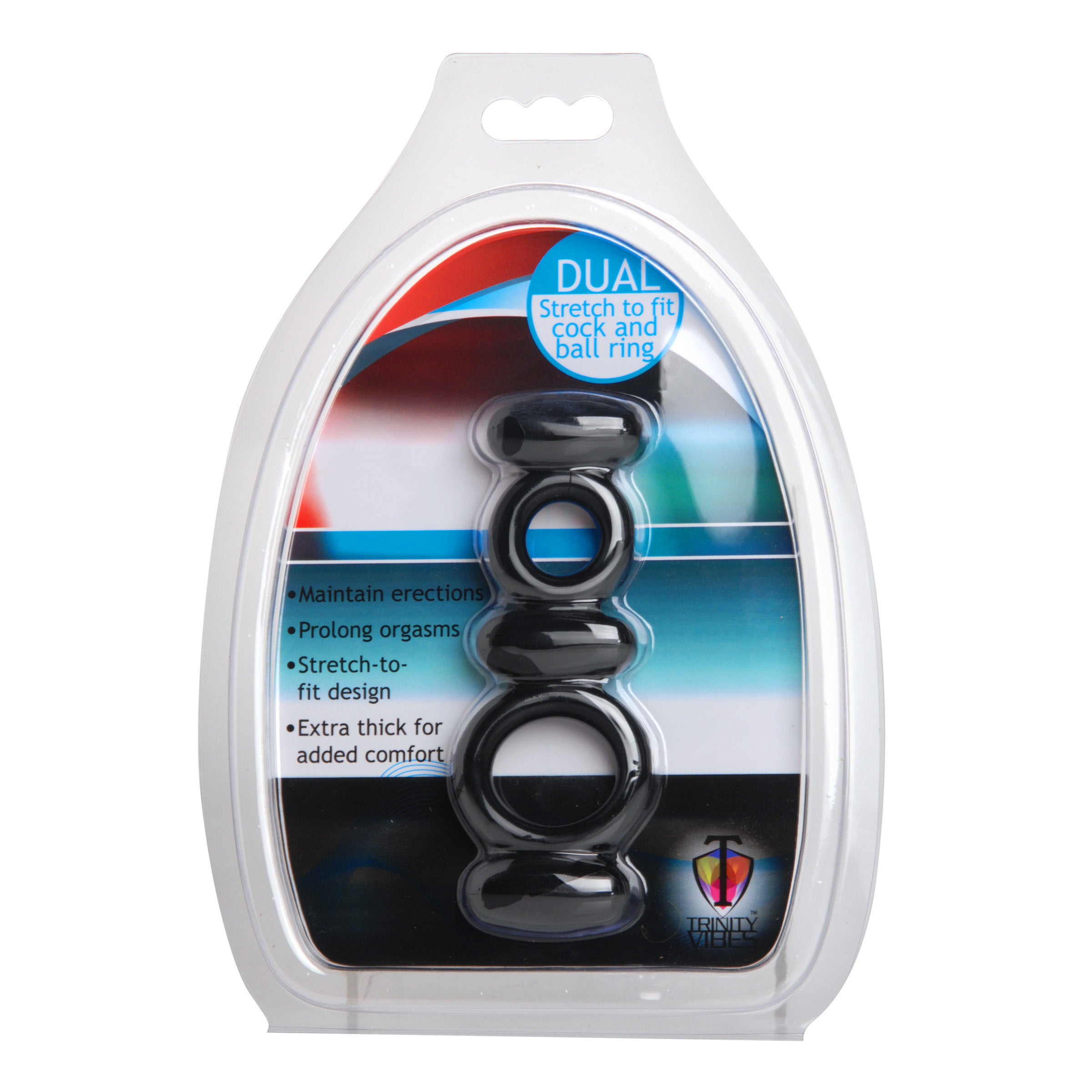 Trinity Men Dual Stretch To Fit Cock and Ball Ring Black