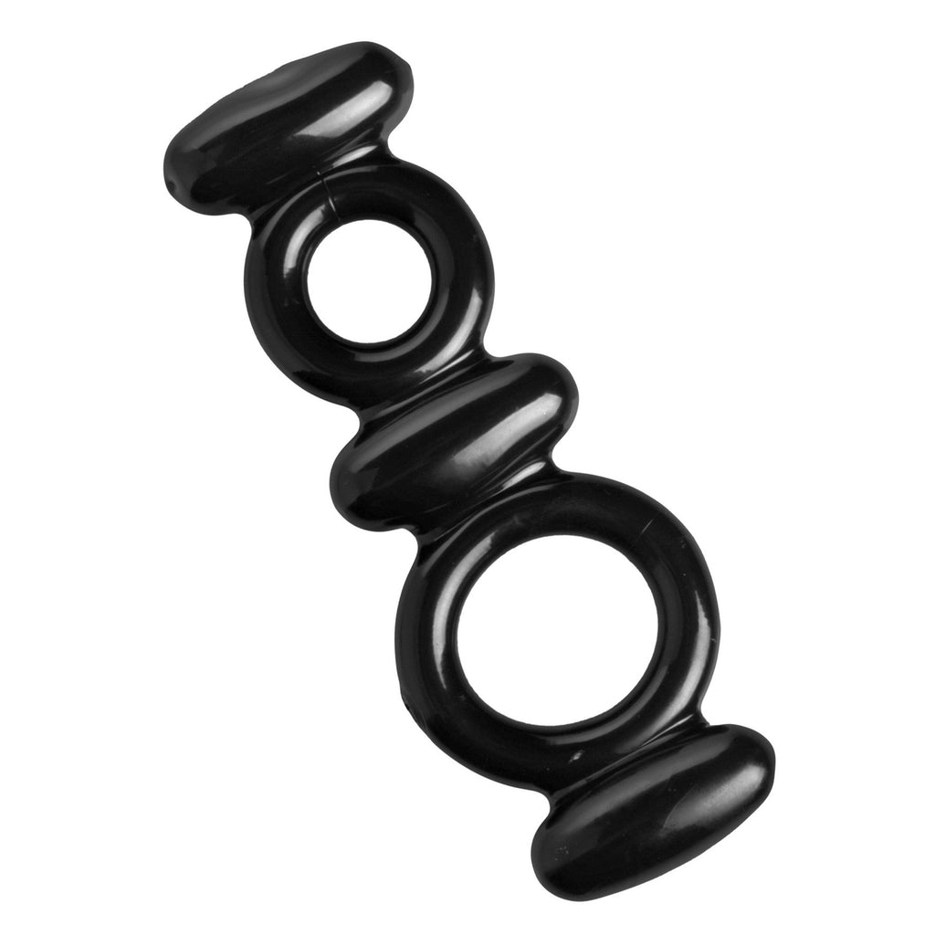 Trinity Men Dual Stretch To Fit Cock and Ball Ring Black