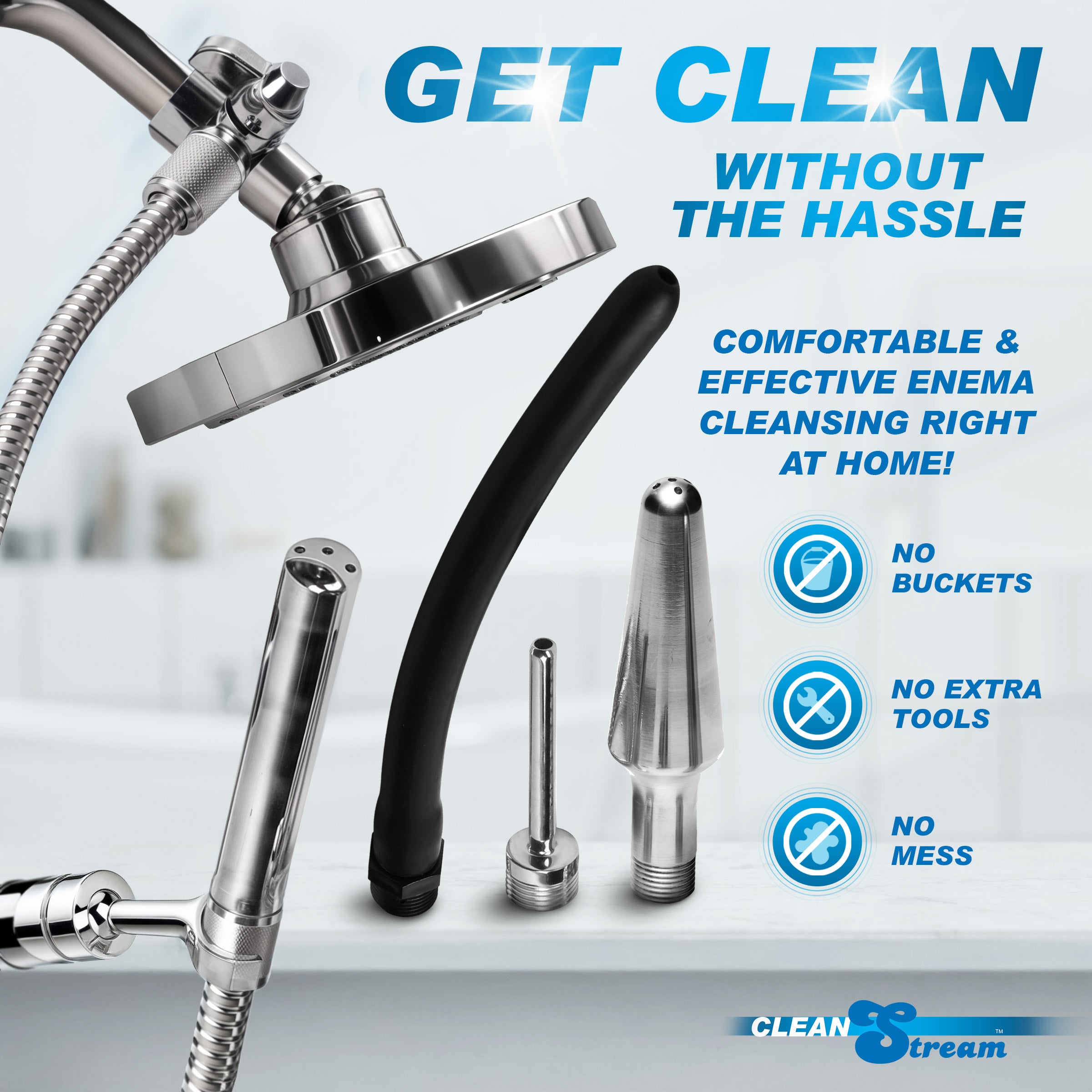 CleanStream All In One 4 Tip Shower Enema System Grey