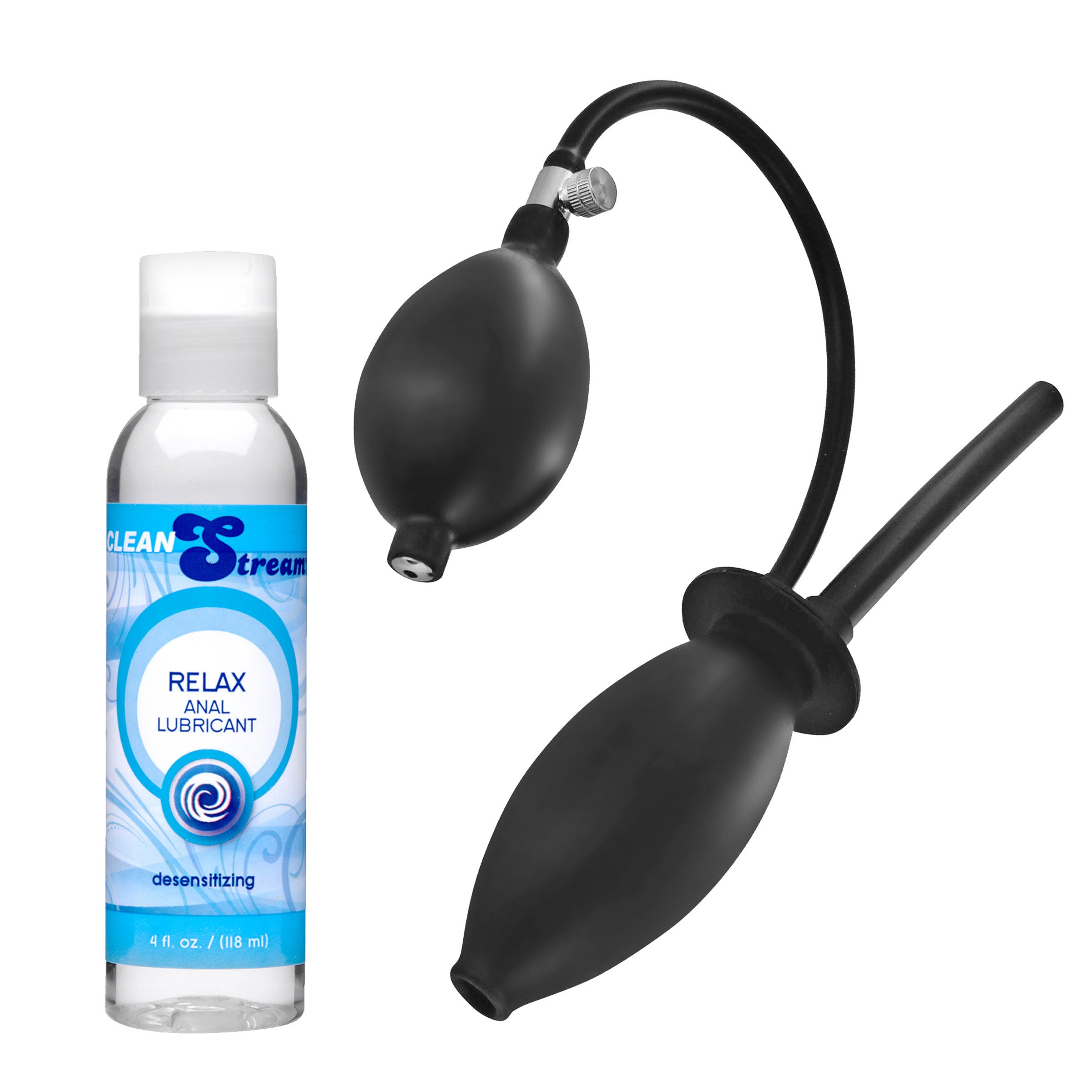 CleanStream Enema Anal Stretching Kit with Plug and Desensitizing Lube Black