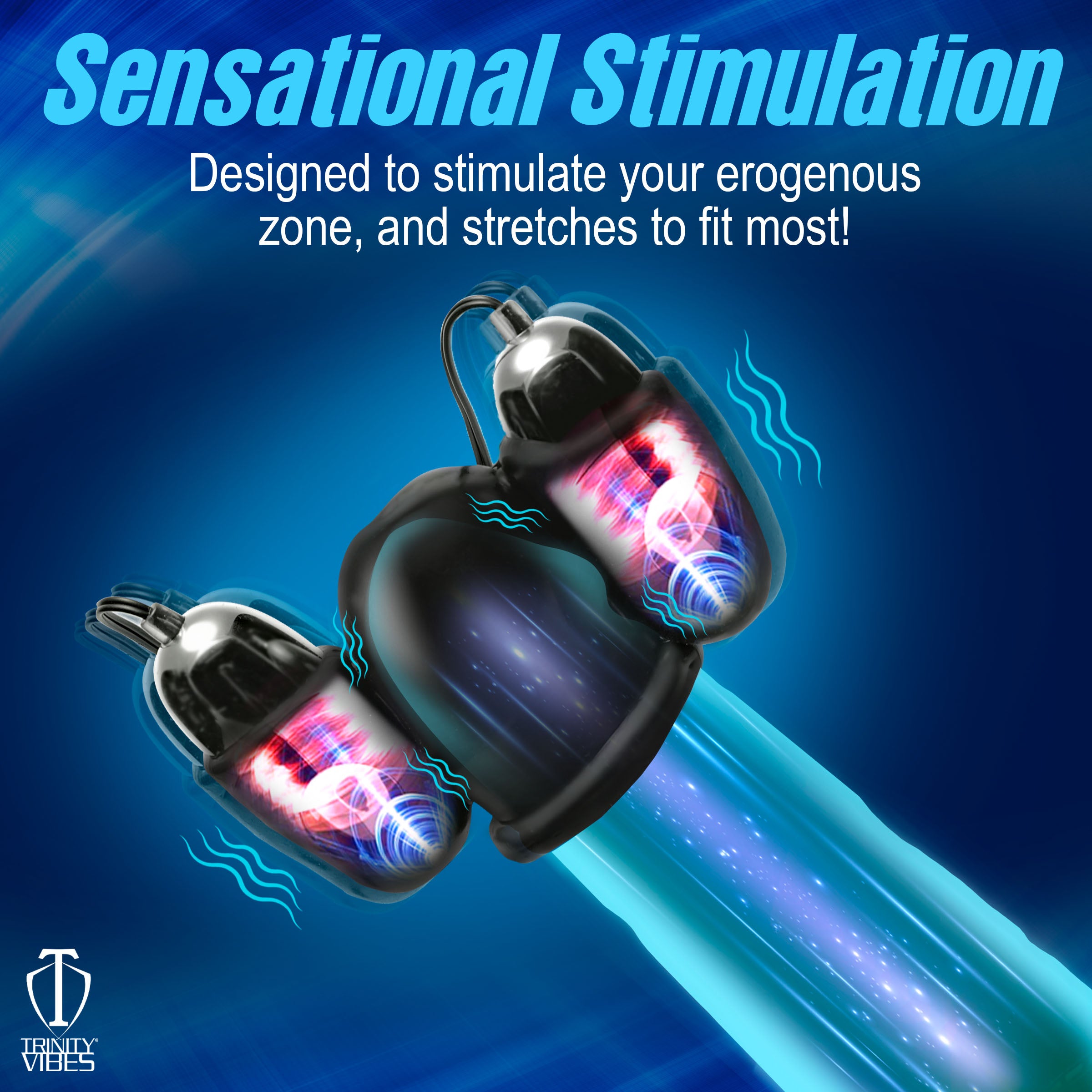 Trinity Men Multi Speed Vibrating Penis Head Teaser Black