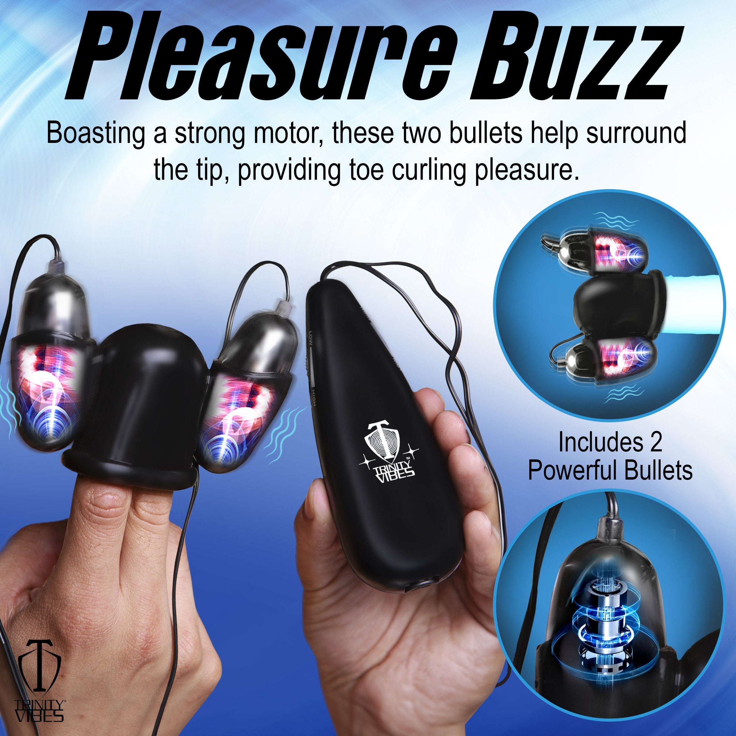 Trinity Men Multi Speed Vibrating Penis Head Teaser Black