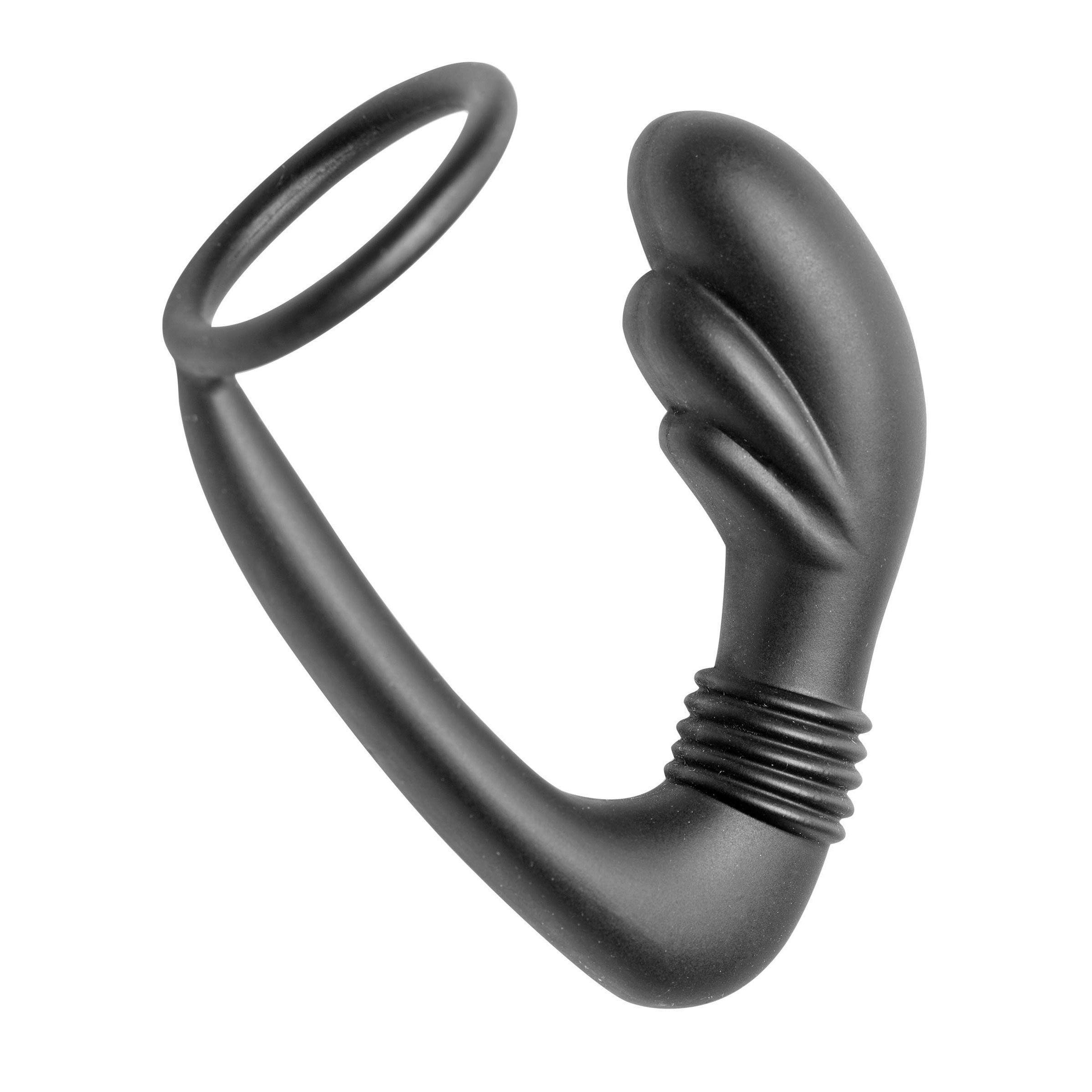 Master Series Cobra Silicone P-Spot Massager and Cock Ring Black