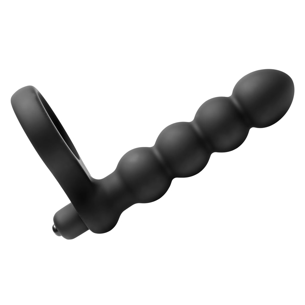Frisky Double Fun Cock Ring with Double Penetration Vibe Black