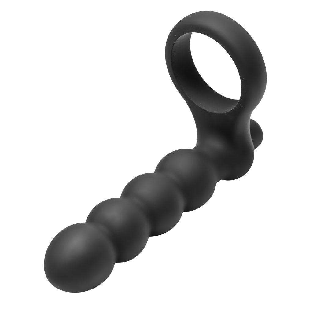 Frisky Double Fun Cock Ring with Double Penetration Vibe Black