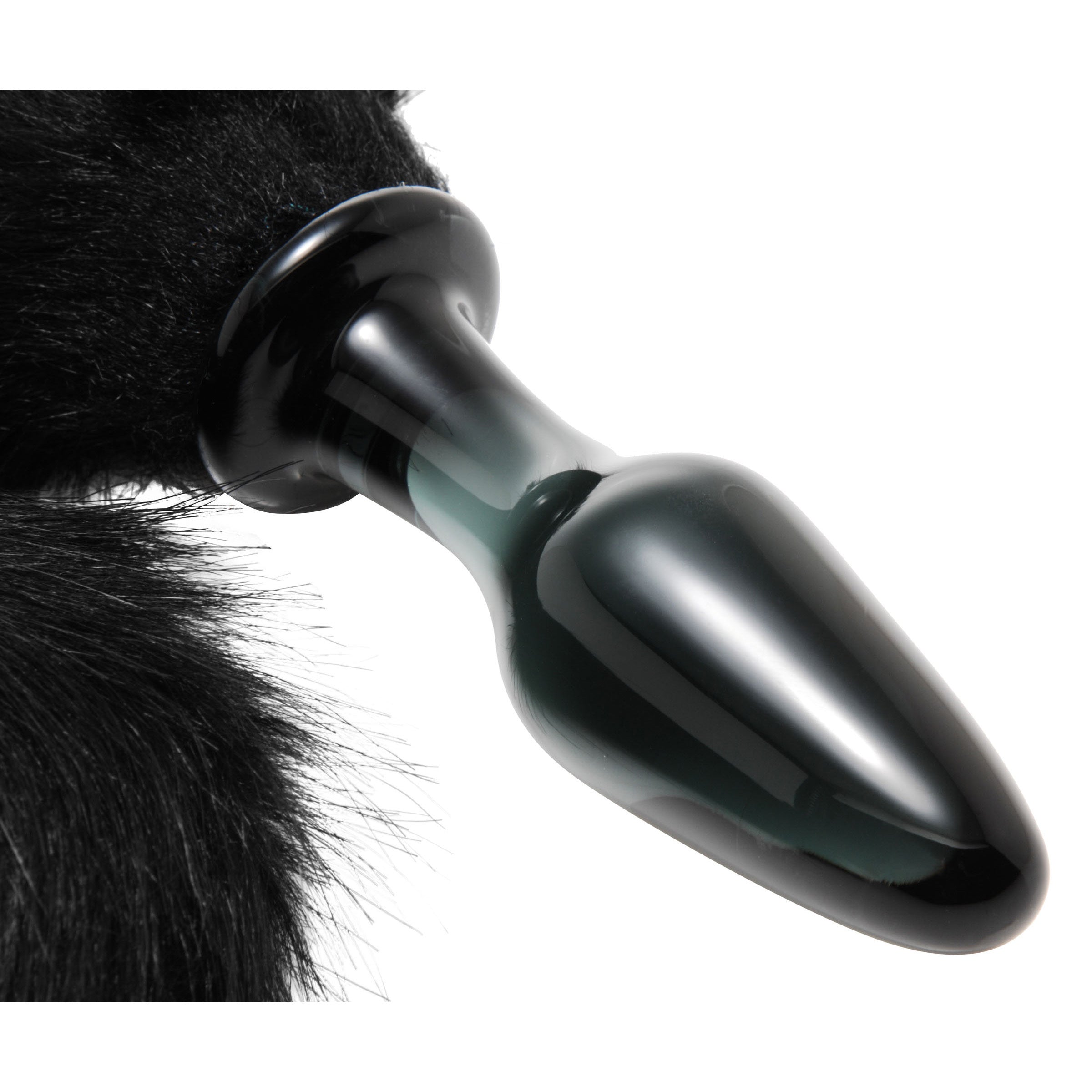 Tailz Midnight Fox Tail Glass Anal Plug Black