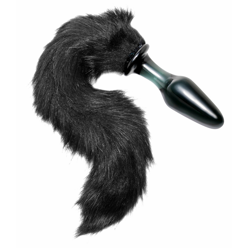 Tailz Midnight Fox Tail Glass Anal Plug Black