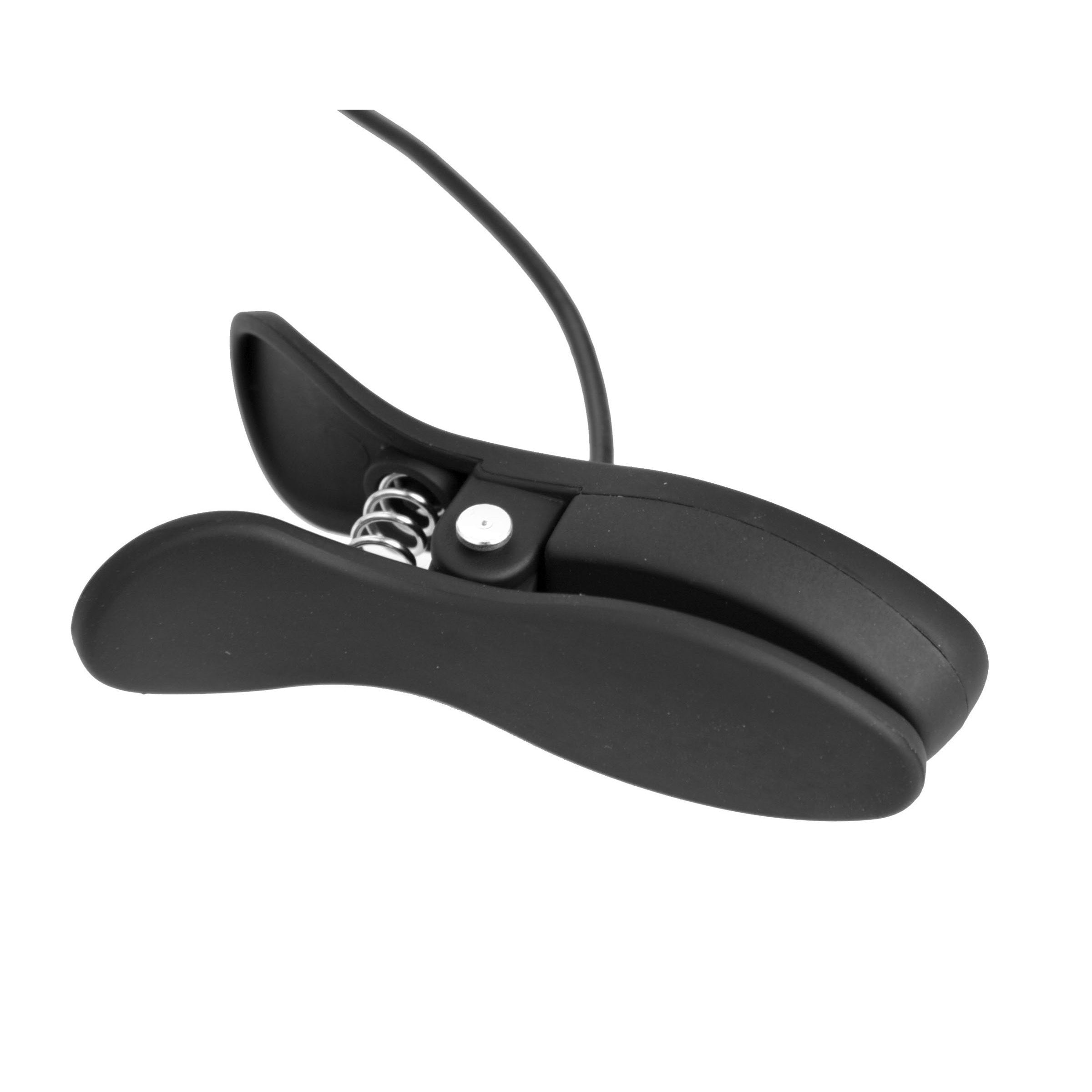 Frisky Power Pinchers 10 Mode Vibrating Nipple Clamps Black